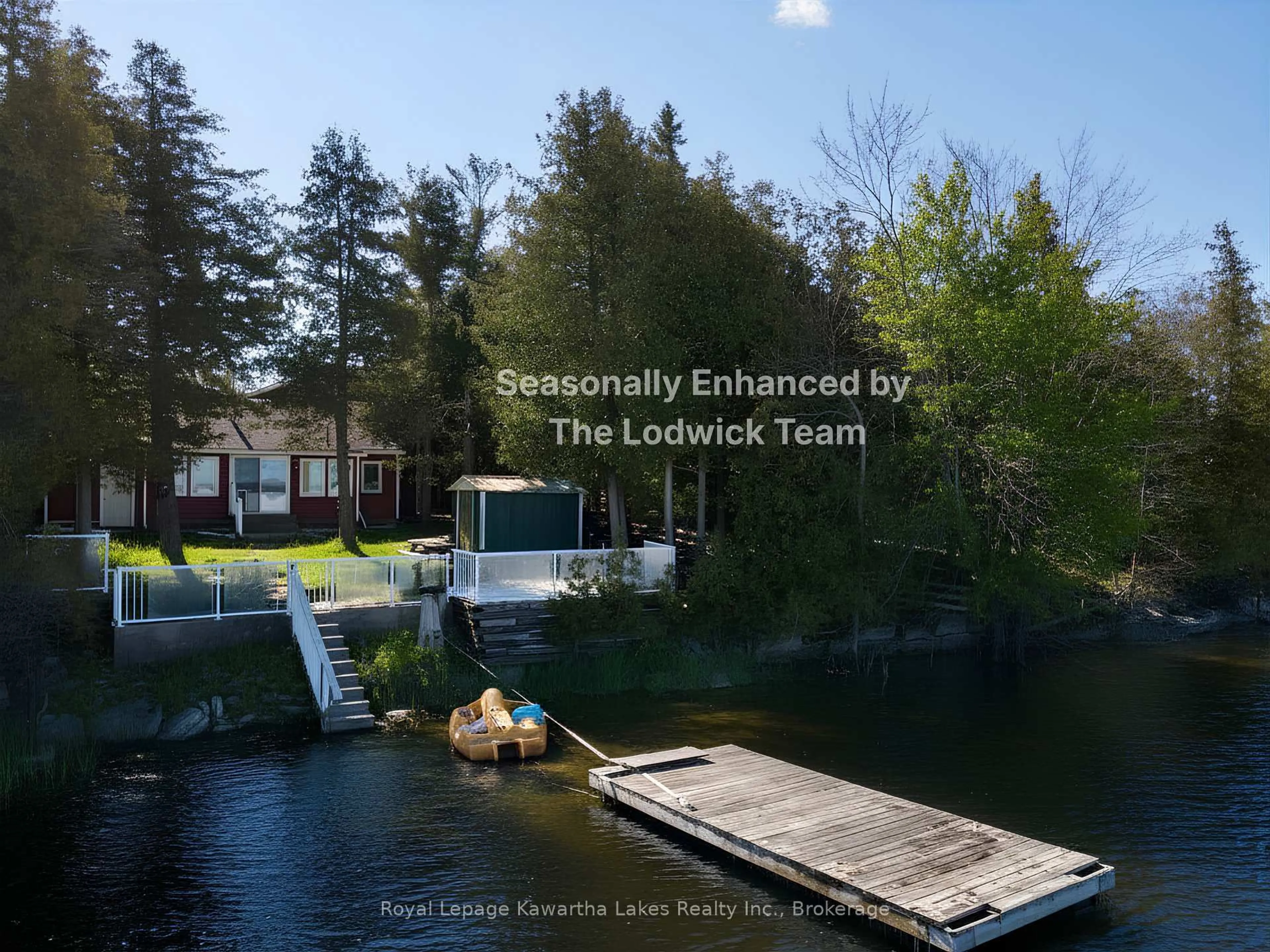 A pic from outside/outdoor area/front of a property/back of a property/a pic from drone, water/lake/river/ocean view for 1136 Sylvan Glen Dr, Ramara Ontario L0K 1B0