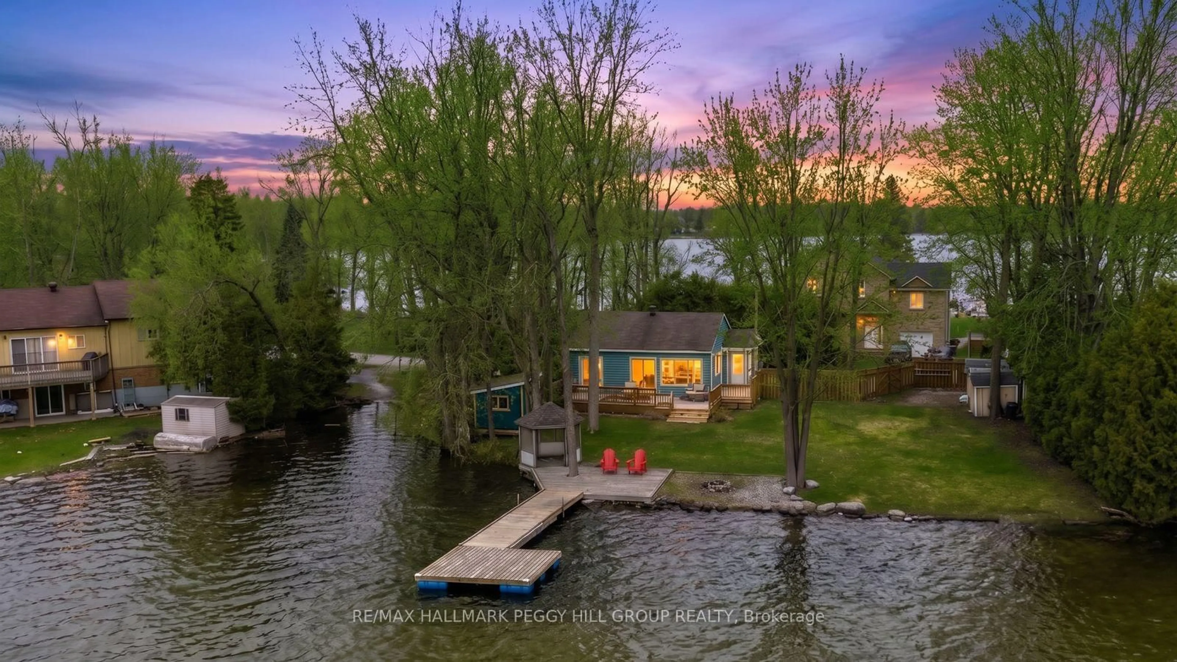 A pic from outside/outdoor area/front of a property/back of a property/a pic from drone, water/lake/river/ocean view for 4304 Plum Point Rd, Ramara Ontario L3V 0P8