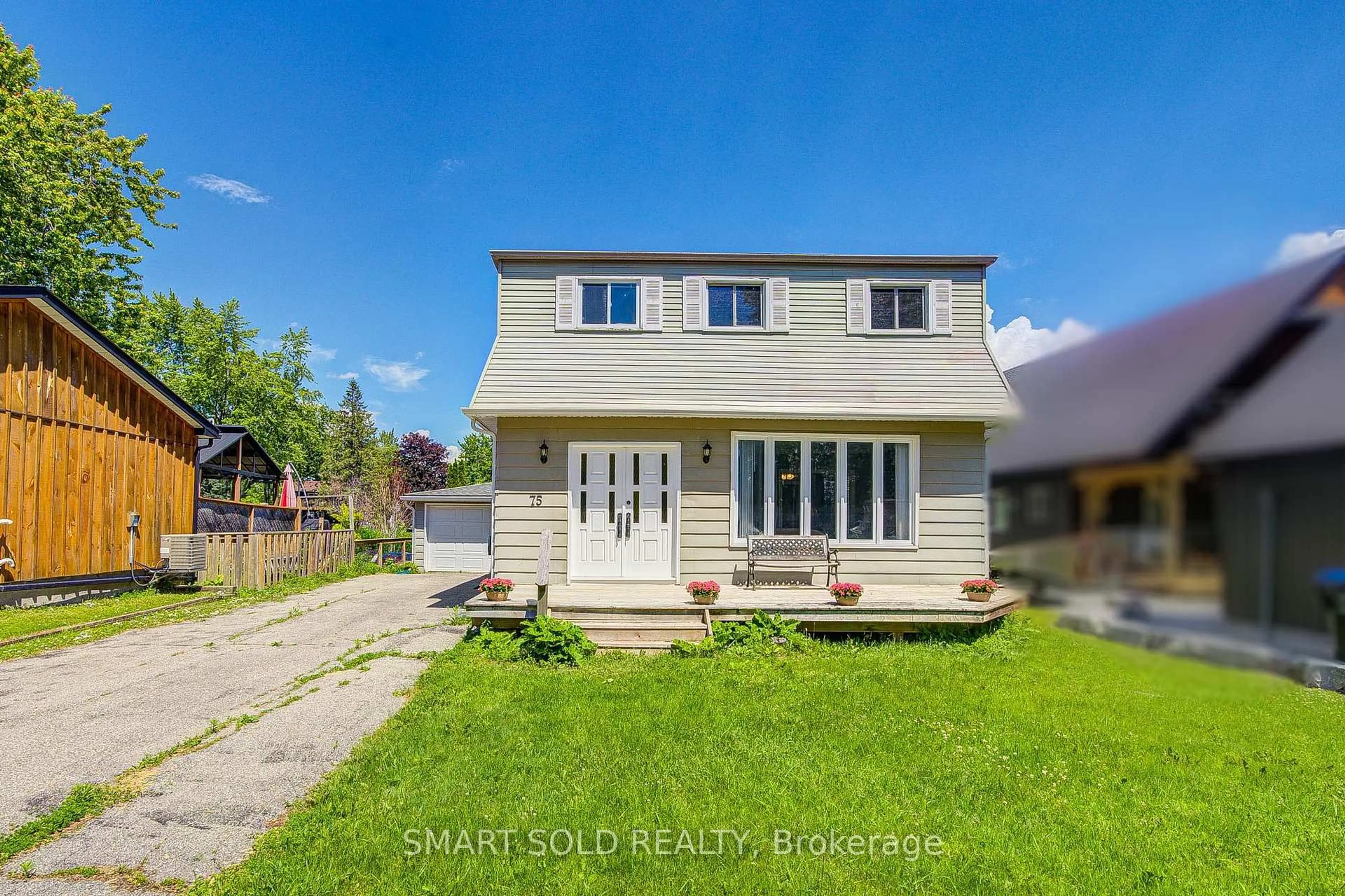 A pic from outside/outdoor area/front of a property/back of a property/a pic from drone, street for 75 Lake Ave, Ramara Ontario L0K 1B0