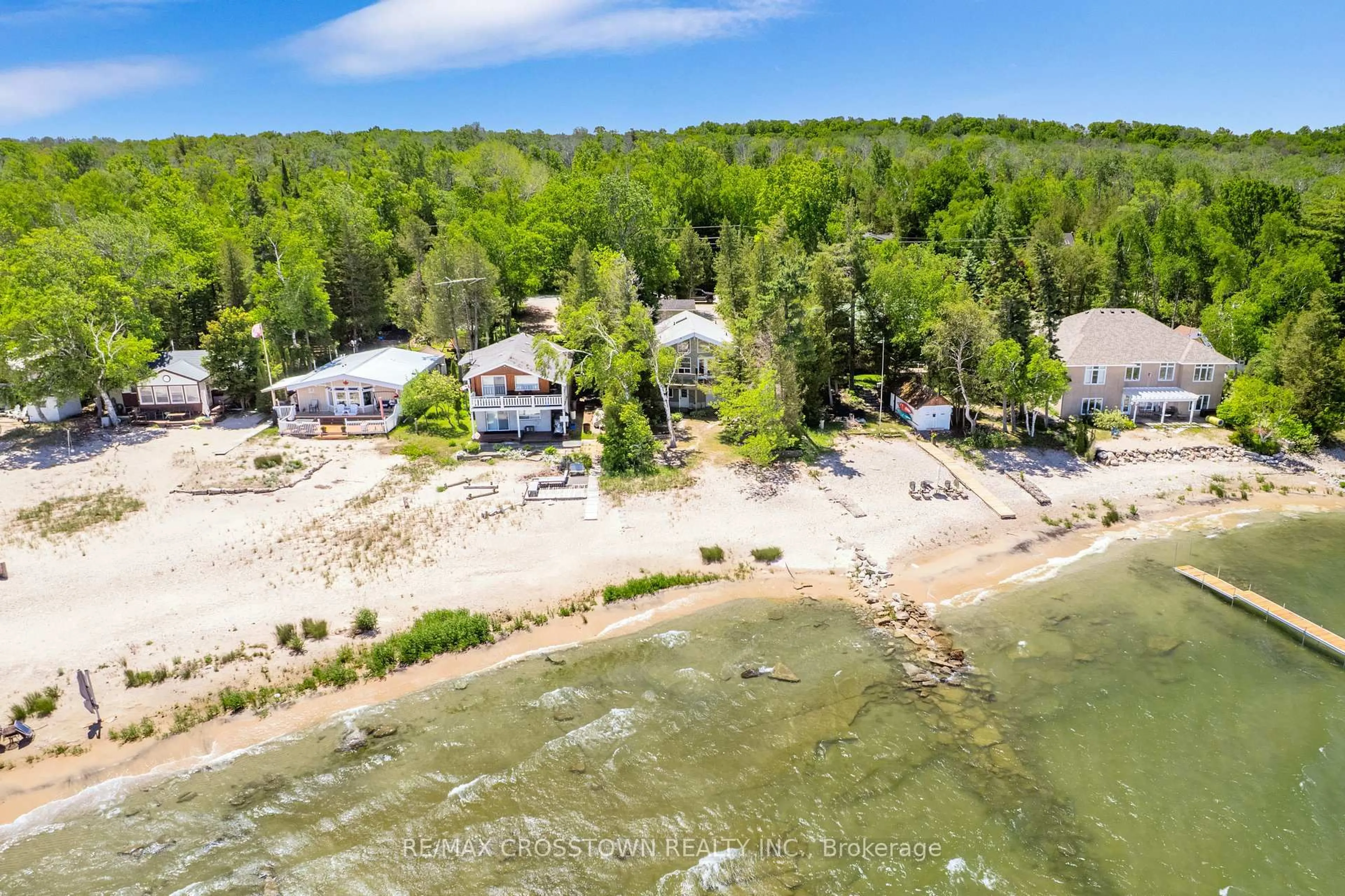 A pic from outside/outdoor area/front of a property/back of a property/a pic from drone, water/lake/river/ocean view for 1799 Champlain Rd, Tiny Ontario L9M 0B6