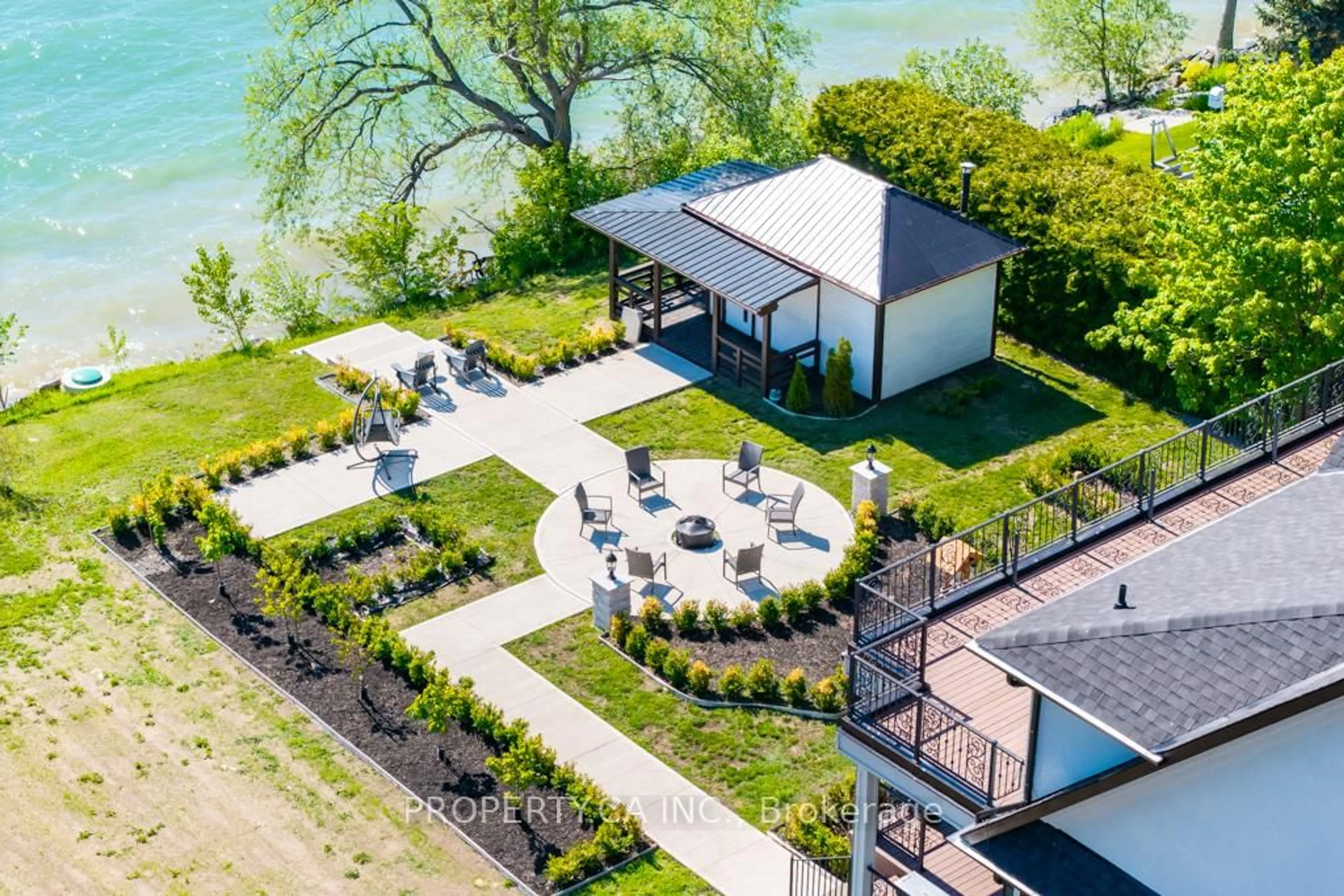 A pic from outside/outdoor area/front of a property/back of a property/a pic from drone, water/lake/river/ocean view for 1688 Lakeshore Dr, Ramara Ontario L0K 1B0