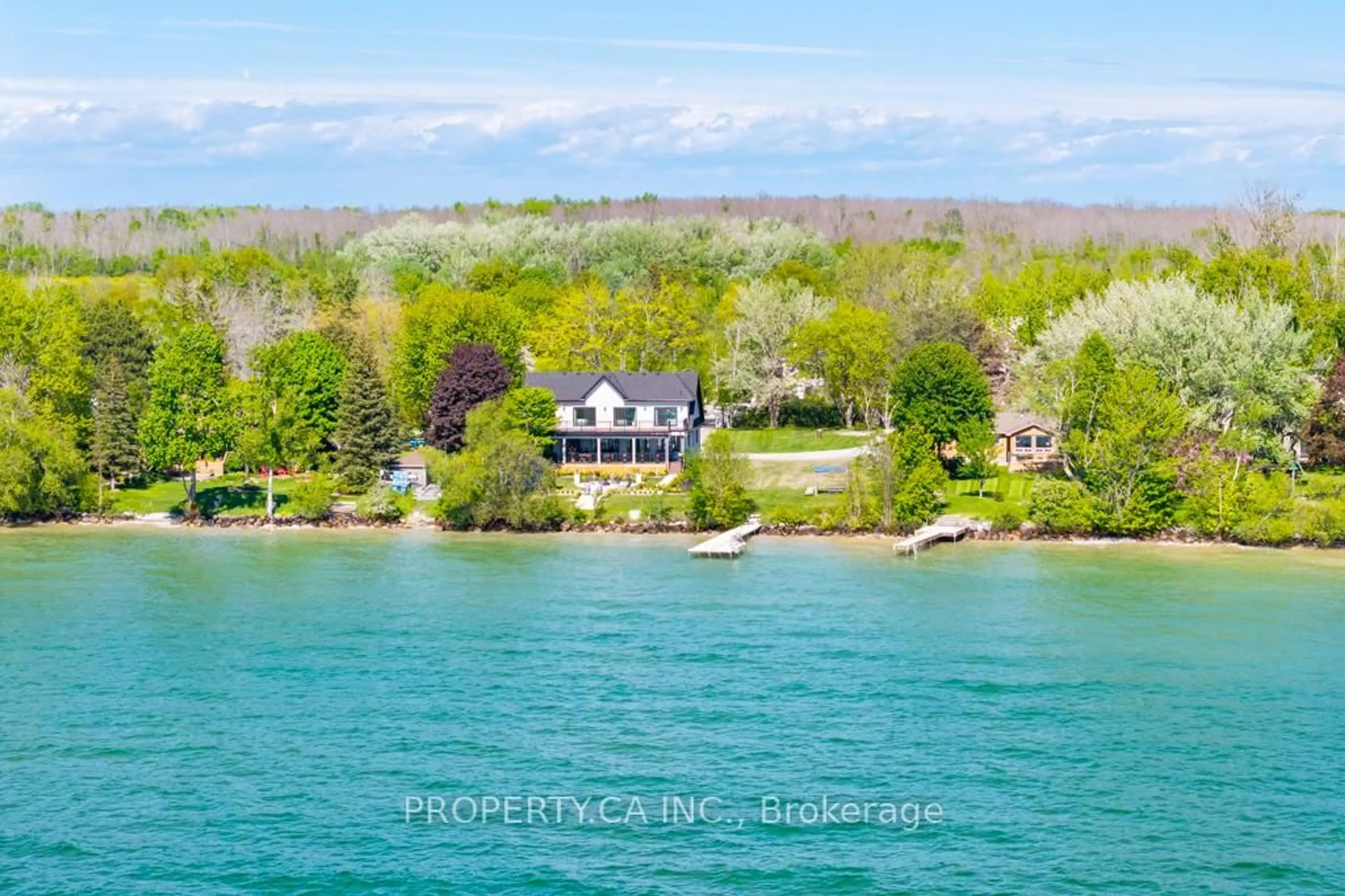 A pic from outside/outdoor area/front of a property/back of a property/a pic from drone, water/lake/river/ocean view for 1688 Lakeshore Dr, Ramara Ontario L0K 1B0