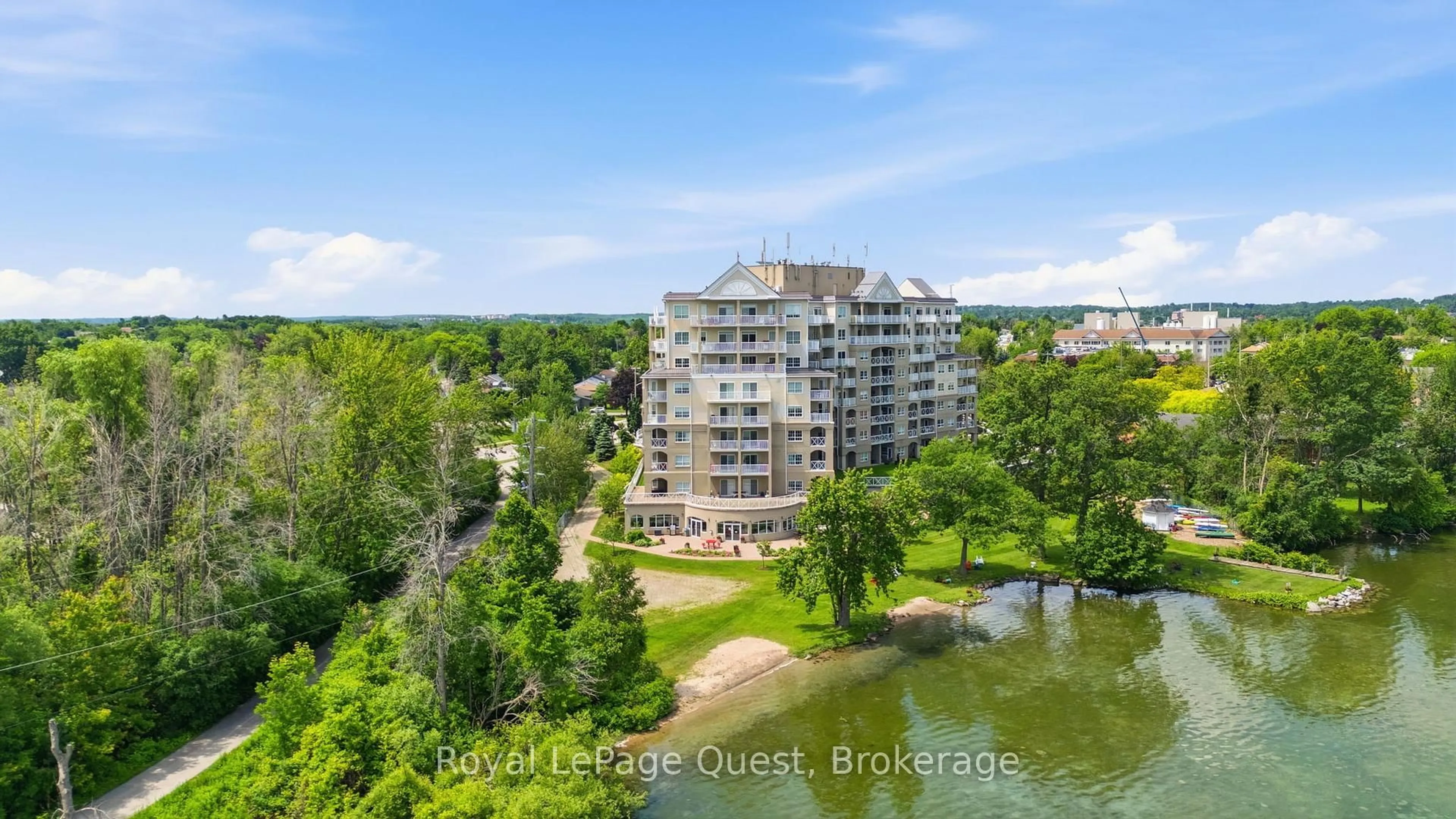 A pic from outside/outdoor area/front of a property/back of a property/a pic from drone, water/lake/river/ocean view for 354 Atherley Rd #203, Orillia Ontario L3V 6H6
