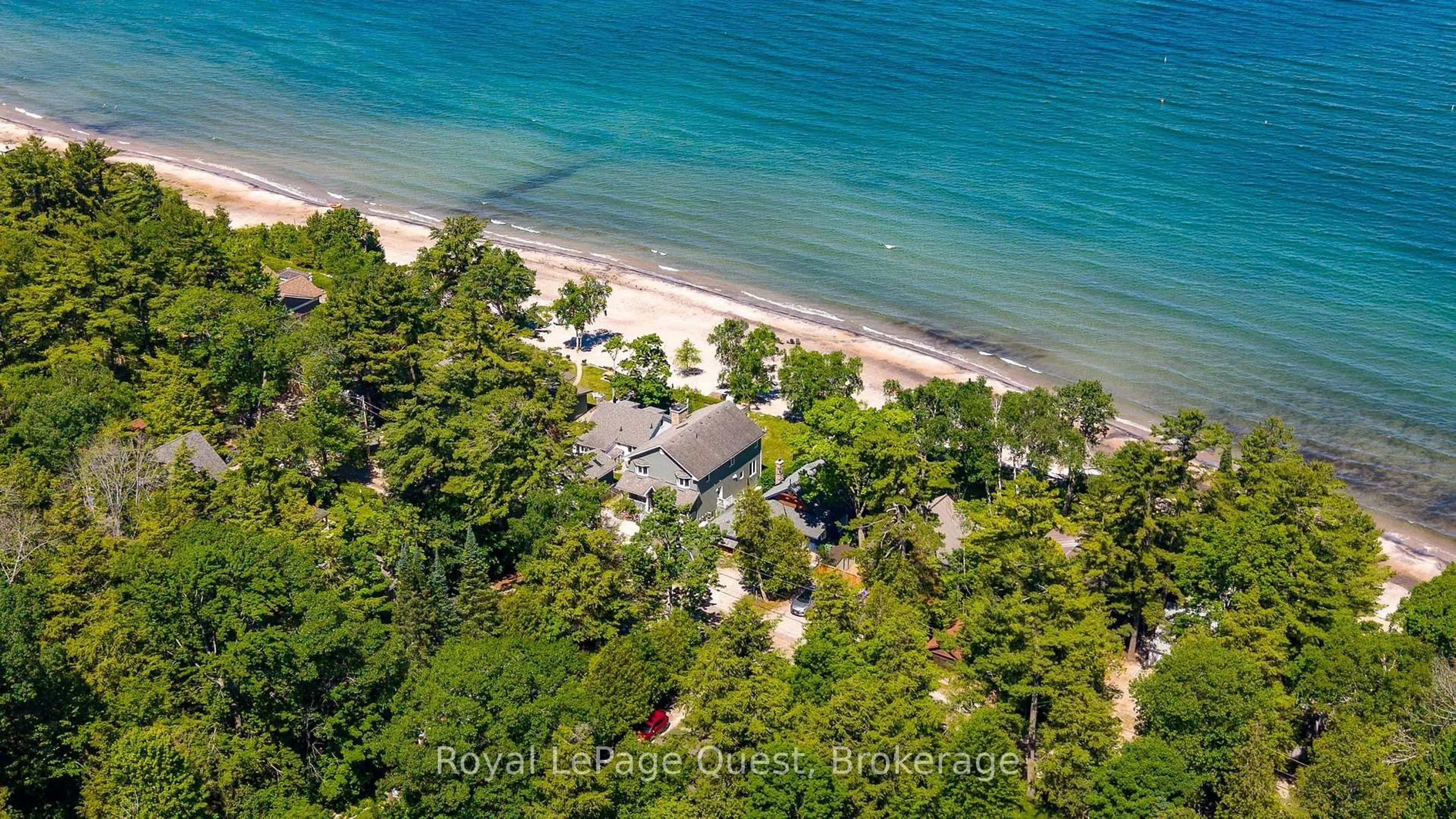 A pic from outside/outdoor area/front of a property/back of a property/a pic from drone, water/lake/river/ocean view for 16 East Beach Rd, Tiny Ontario L9M 0M6