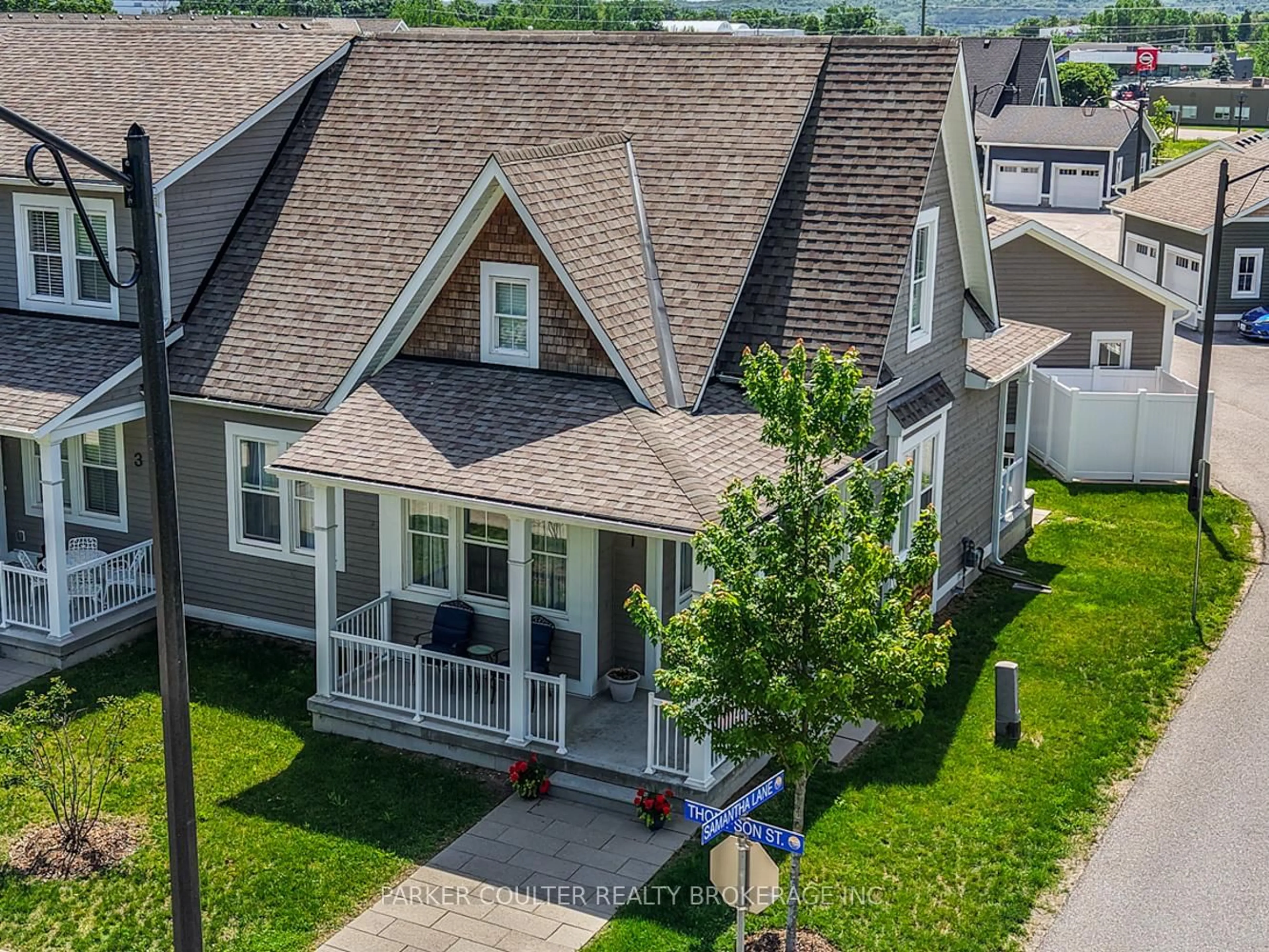A pic from outside/outdoor area/front of a property/back of a property/a pic from drone, street for 1 Samantha Lane, Midland Ontario L4R 0H4