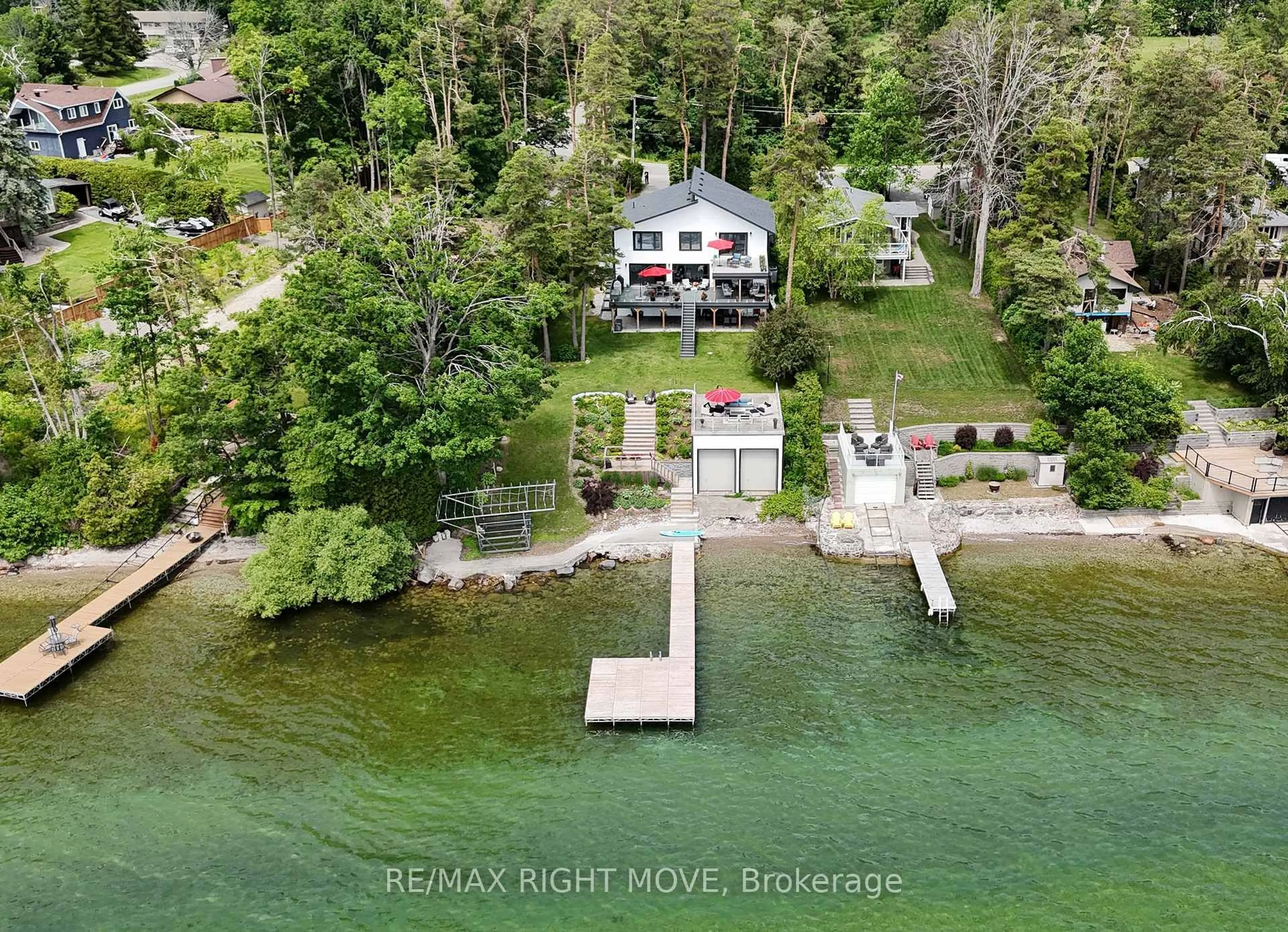 A pic from outside/outdoor area/front of a property/back of a property/a pic from drone, water/lake/river/ocean view for 1189 Woodland Dr, Oro-Medonte Ontario L3V 0R8