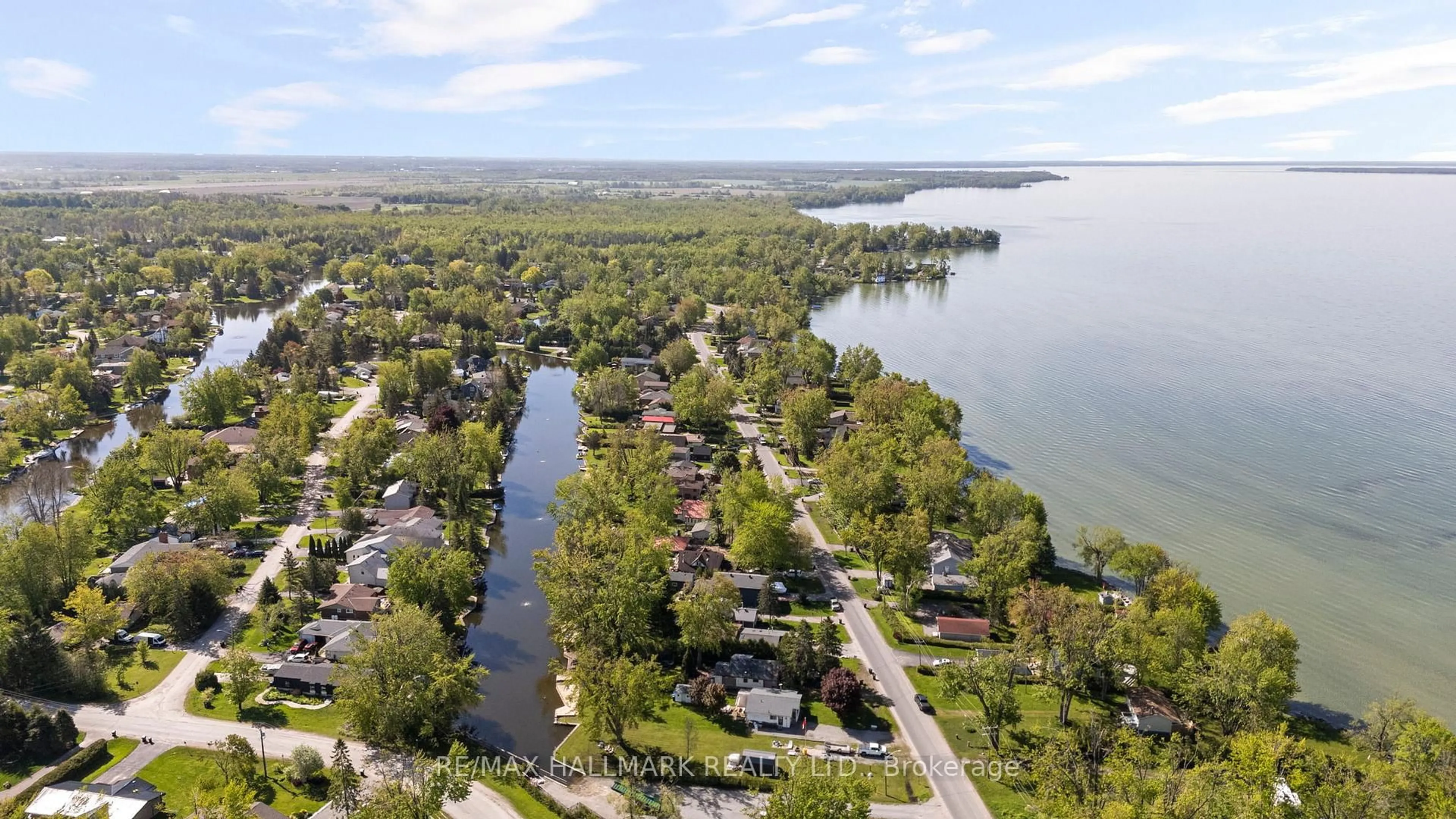 A pic from outside/outdoor area/front of a property/back of a property/a pic from drone, water/lake/river/ocean view for 95 Lake Ave, Ramara Ontario L0K 1B0
