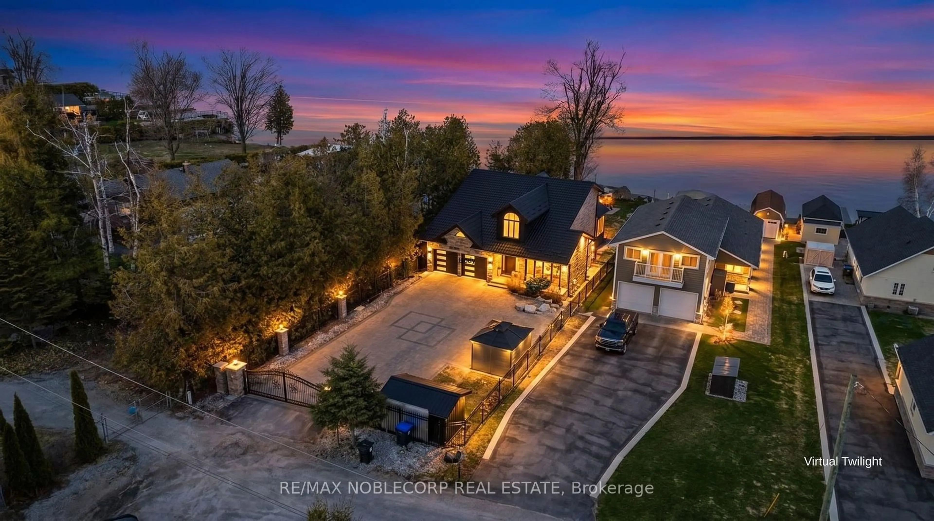 A pic from outside/outdoor area/front of a property/back of a property/a pic from drone, water/lake/river/ocean view for 15 Palm Beach Rd, Oro-Medonte Ontario L0L 1T0