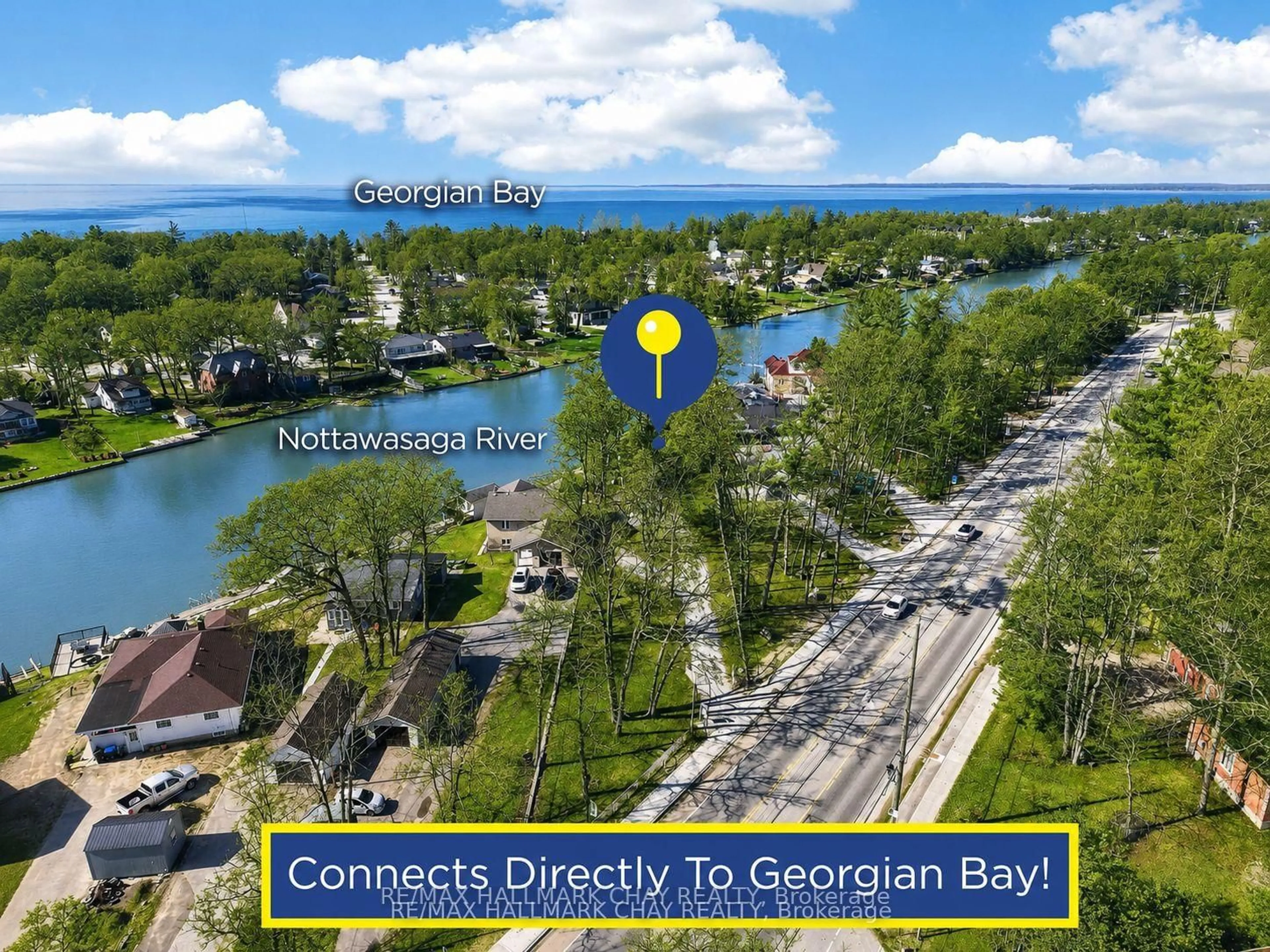A pic from outside/outdoor area/front of a property/back of a property/a pic from drone, water/lake/river/ocean view for 1976 River Rd, Wasaga Beach Ontario L9Z 2W2