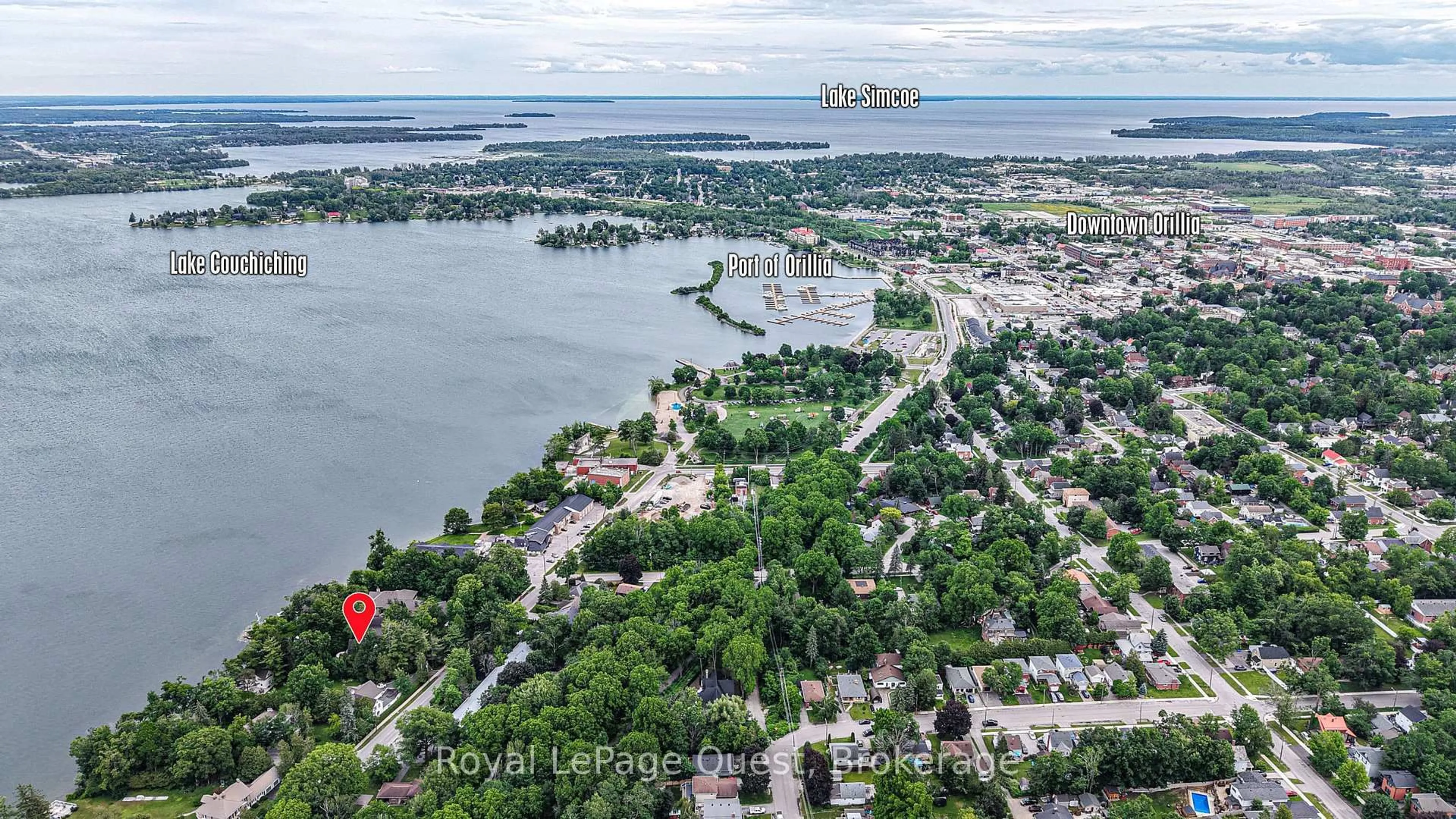 A pic from outside/outdoor area/front of a property/back of a property/a pic from drone, water/lake/river/ocean view for 258 Bay St, Orillia Ontario L3V 3X1