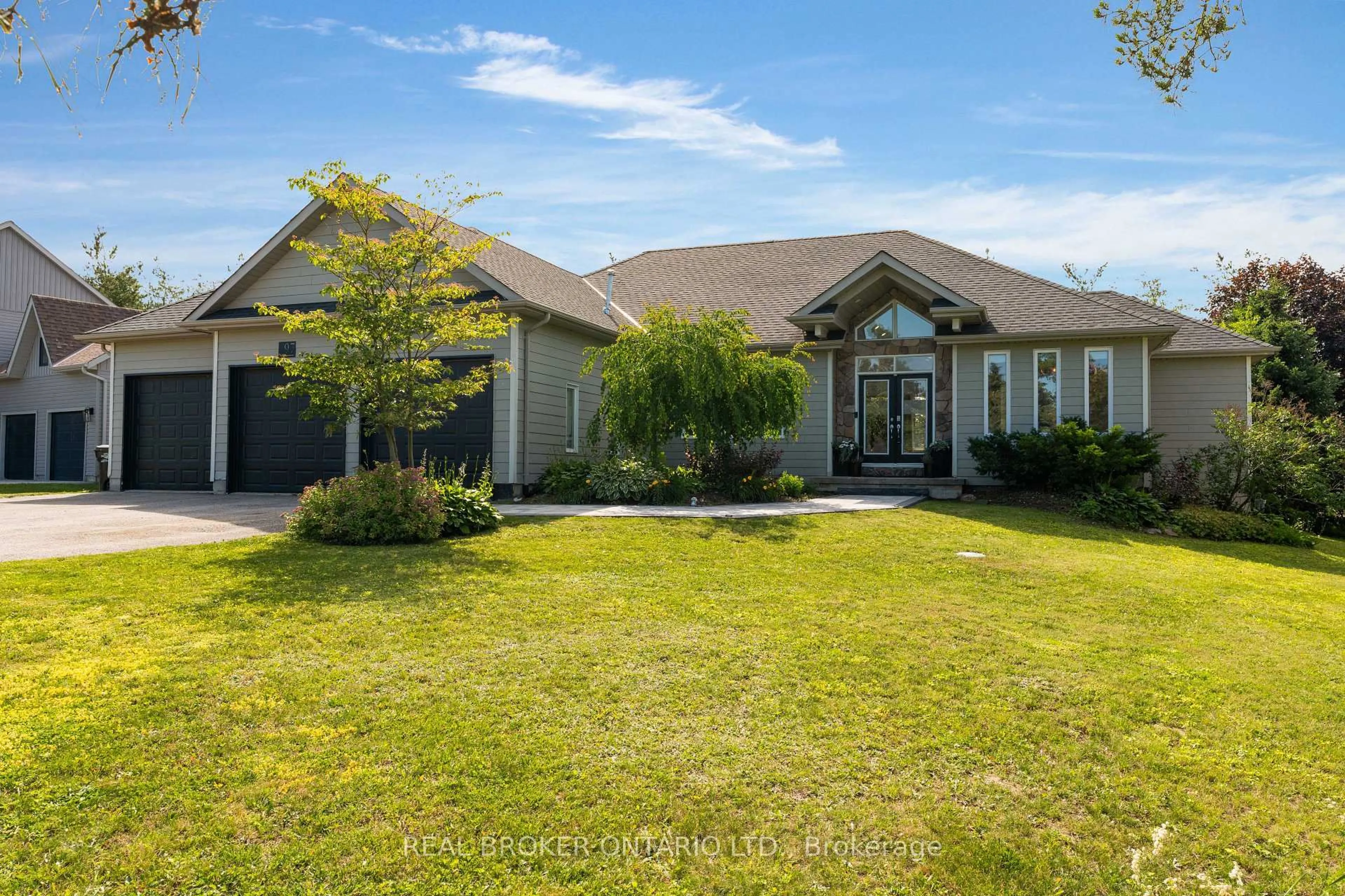 Home with vinyl exterior material, street for 97 Highland Dr, Oro-Medonte Ontario L0L 2L0