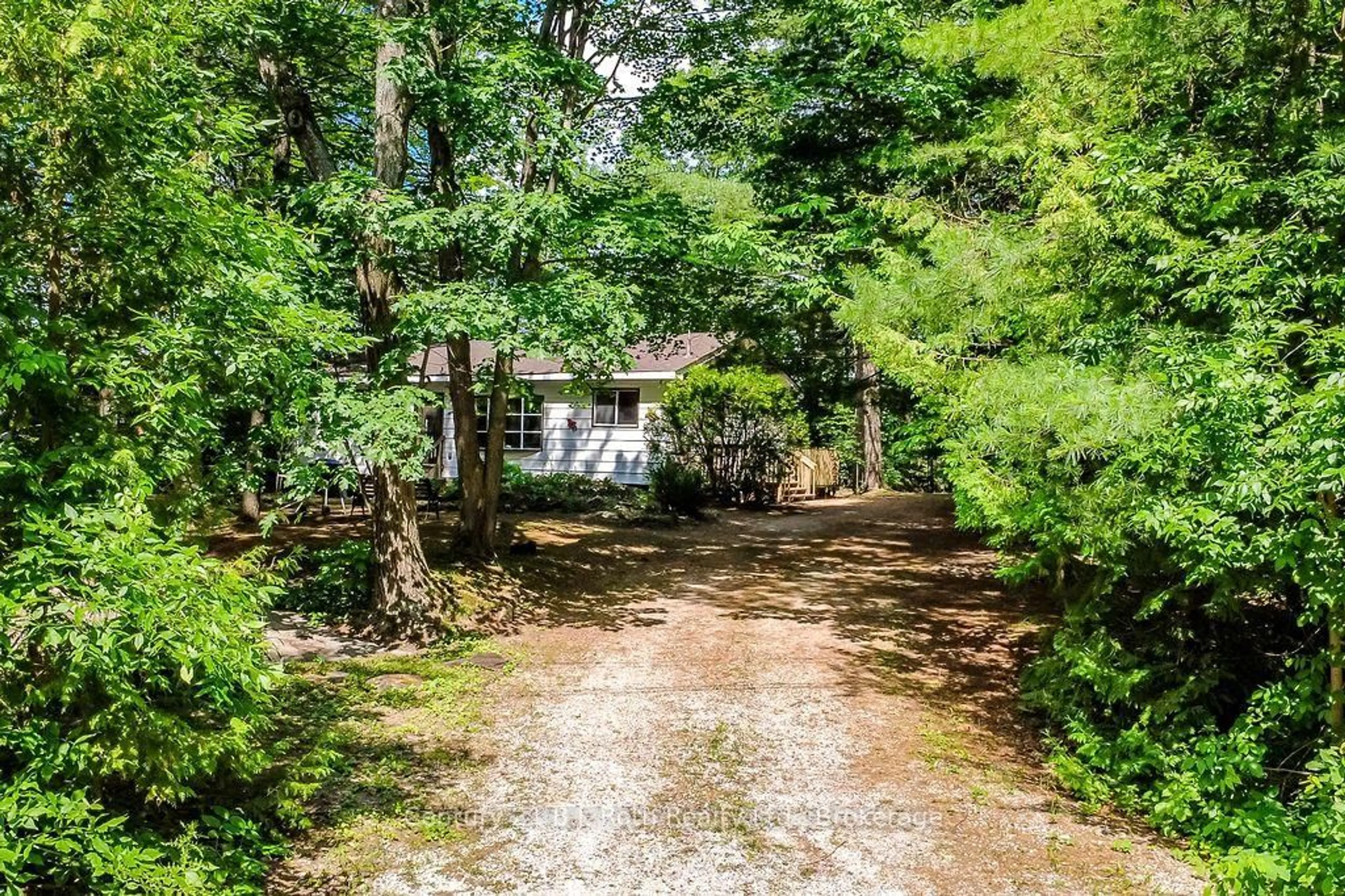 A pic from outside/outdoor area/front of a property/back of a property/a pic from drone, forest/trees view for 7624 South River Rd, Ramara Ontario L0K 2B0