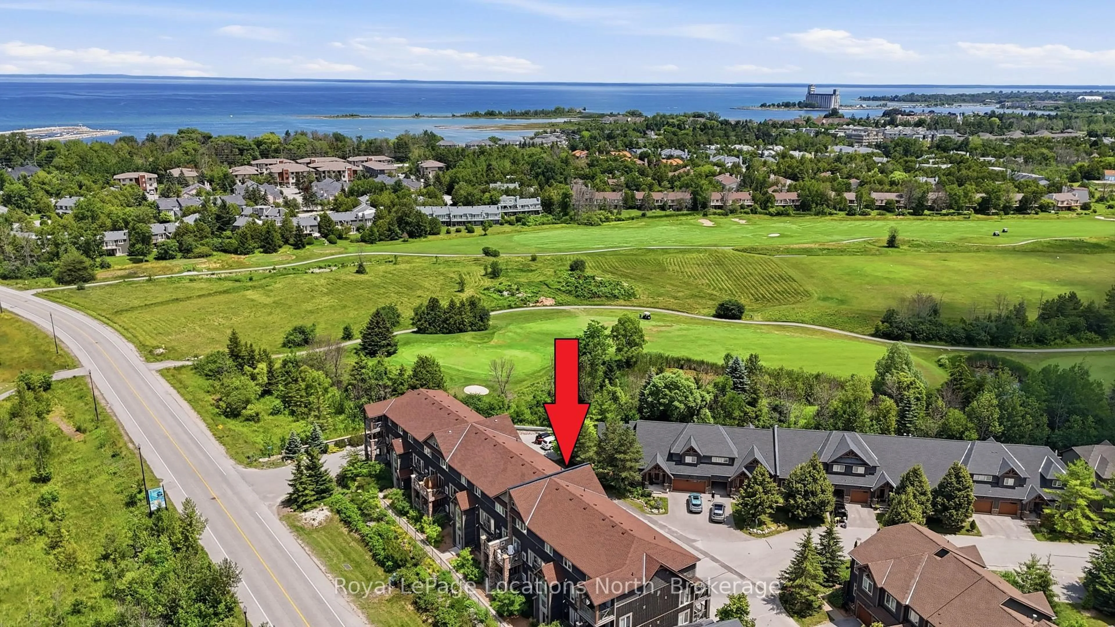A pic from outside/outdoor area/front of a property/back of a property/a pic from drone, water/lake/river/ocean view for 24 Joseph Tr, Collingwood Ontario L9Y 0J2