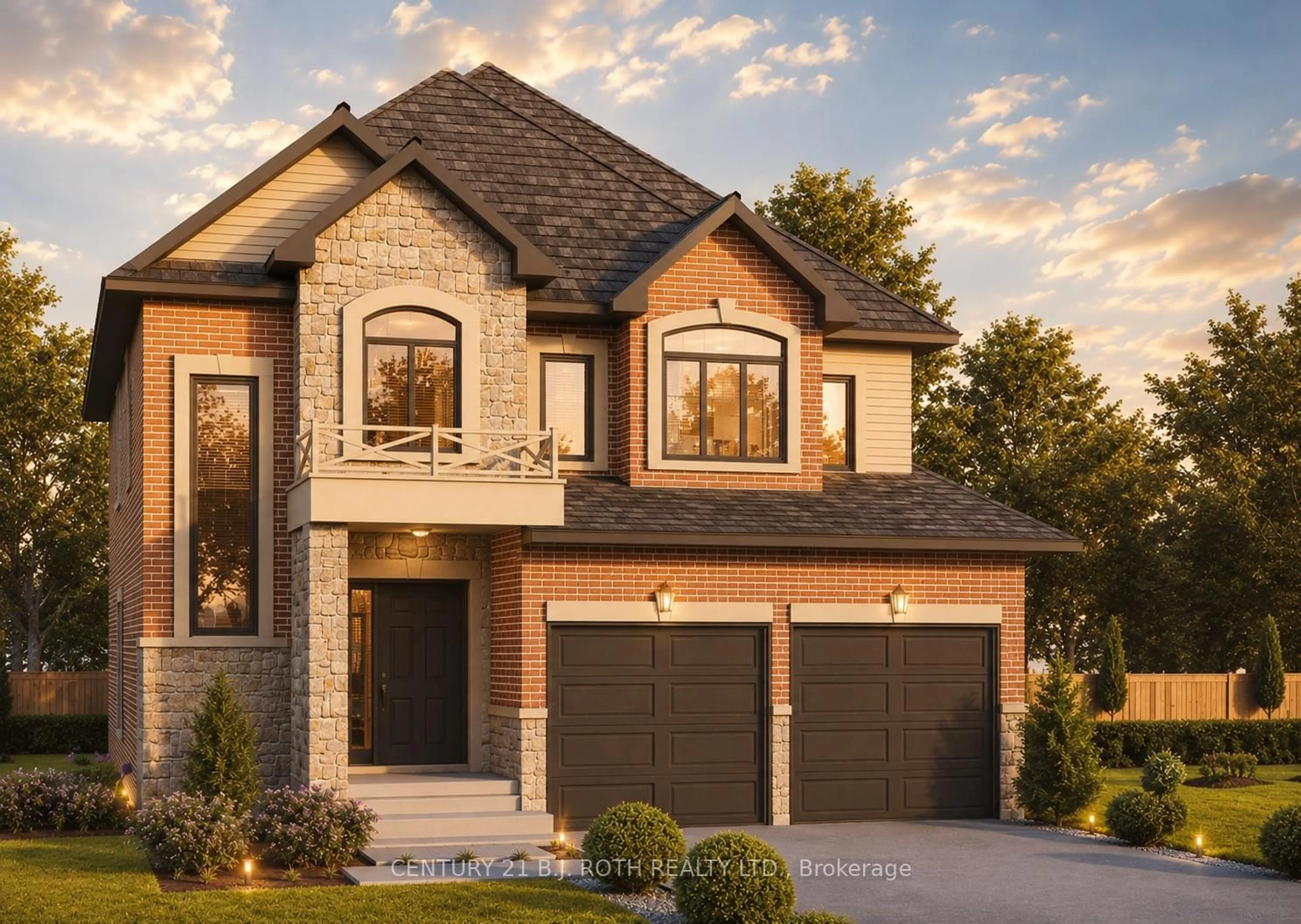 Home with brick exterior material, street for Lot 46 Orion Blvd, Orillia Ontario L3V 8M8