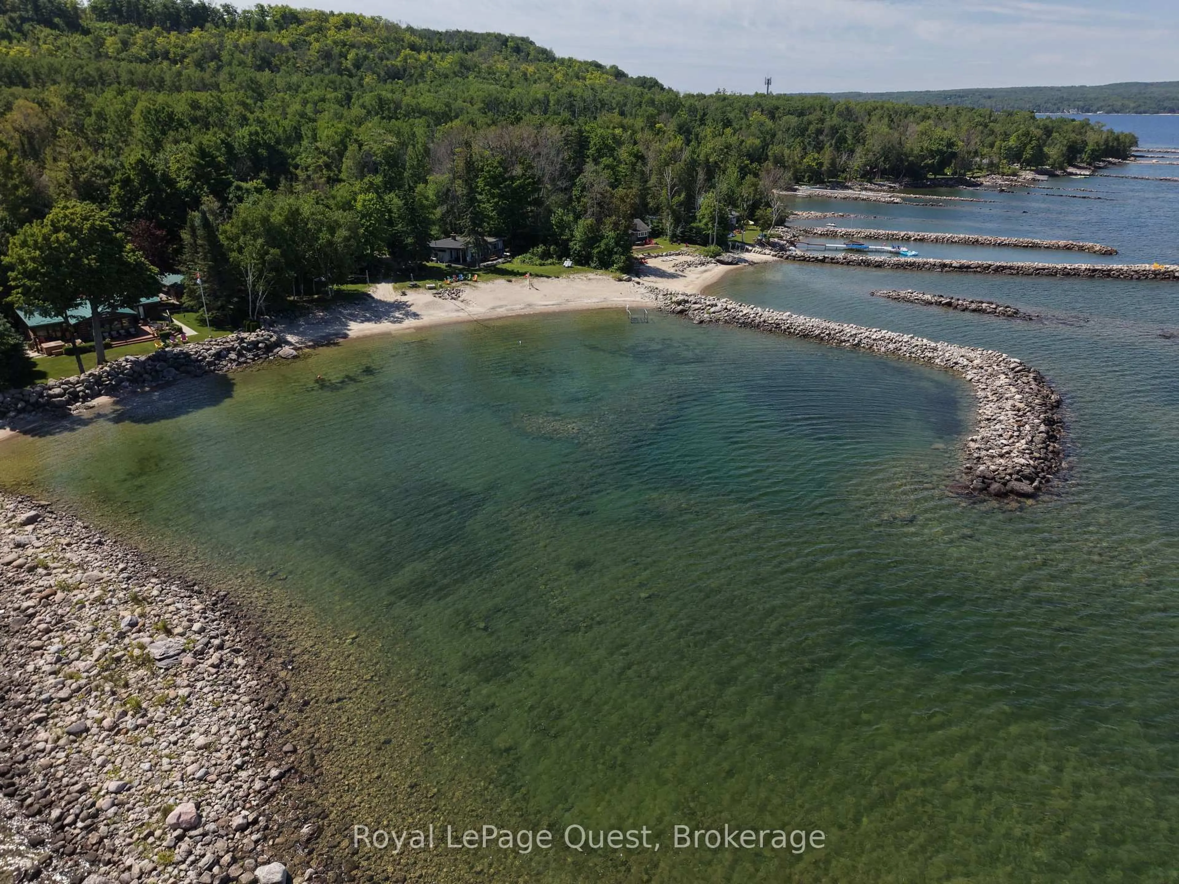 A pic from outside/outdoor area/front of a property/back of a property/a pic from drone, water/lake/river/ocean view for 430 Silver Birch Dr, Tiny Ontario L9M 0M5