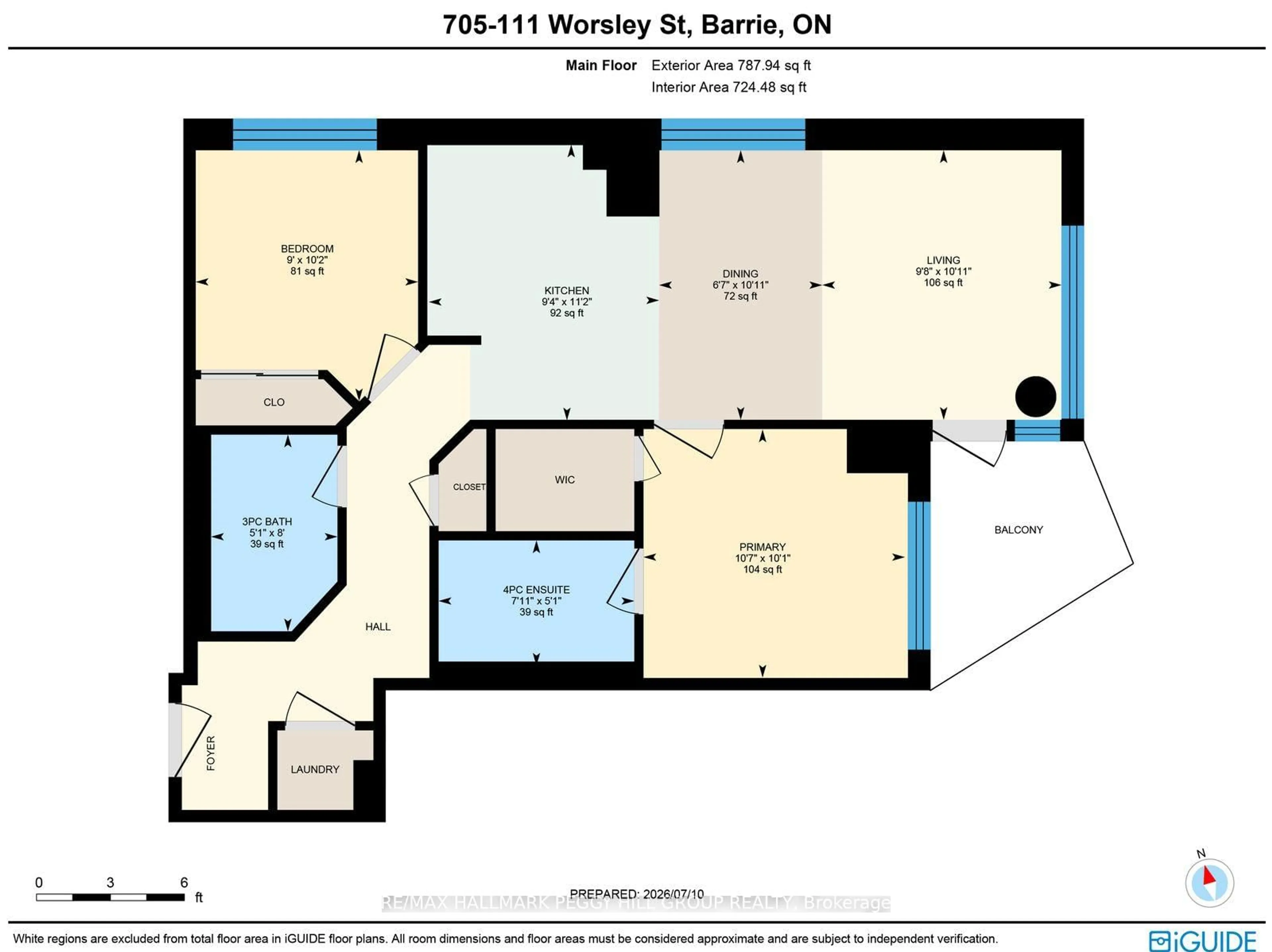 Floor plan for 111 Worsley St #705, Barrie Ontario L4M 0J5