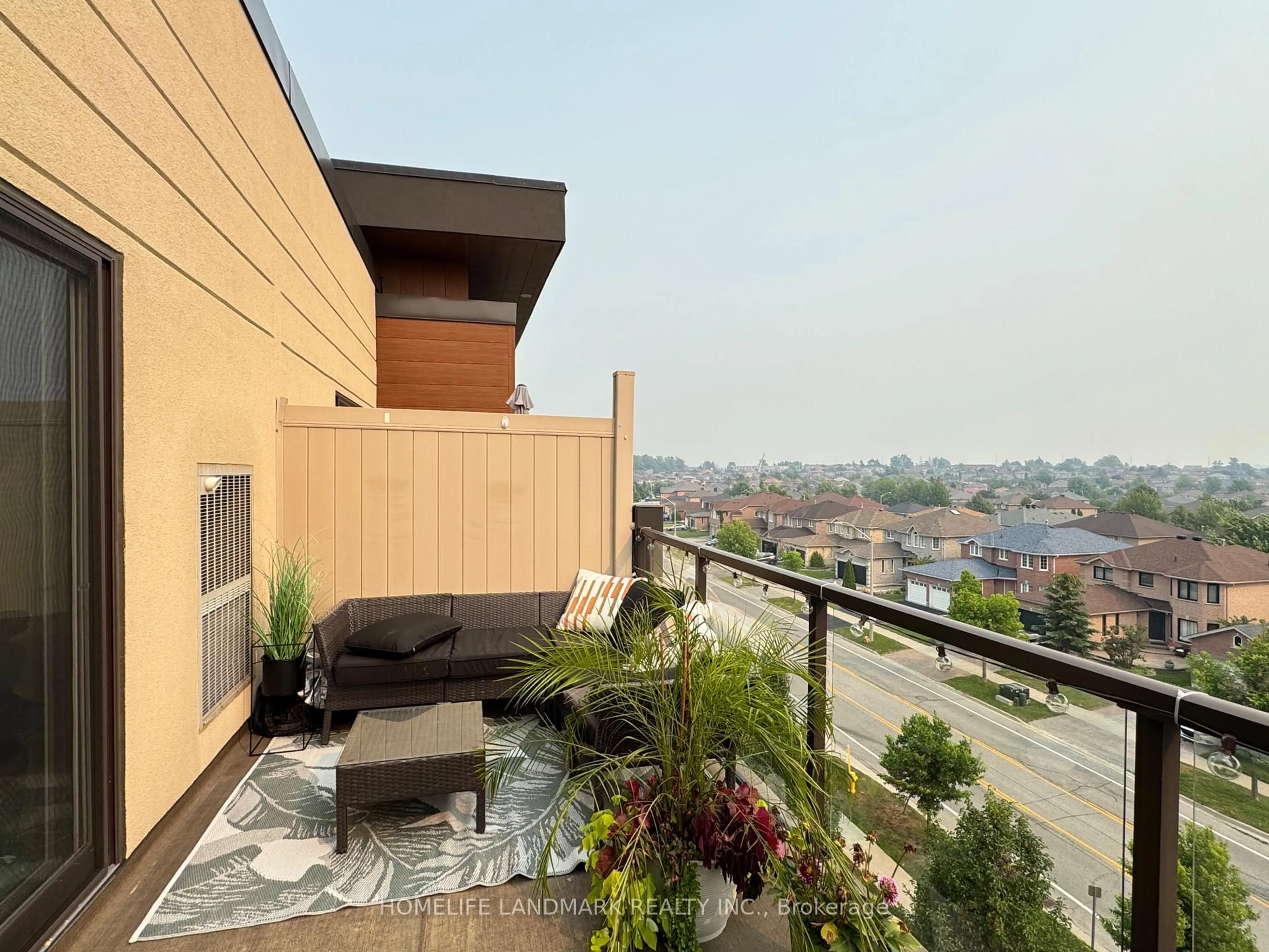 Balcony in the apartment, city buildings view from balcony for 100 Dean Ave #404, Barrie Ontario L9J 0H1