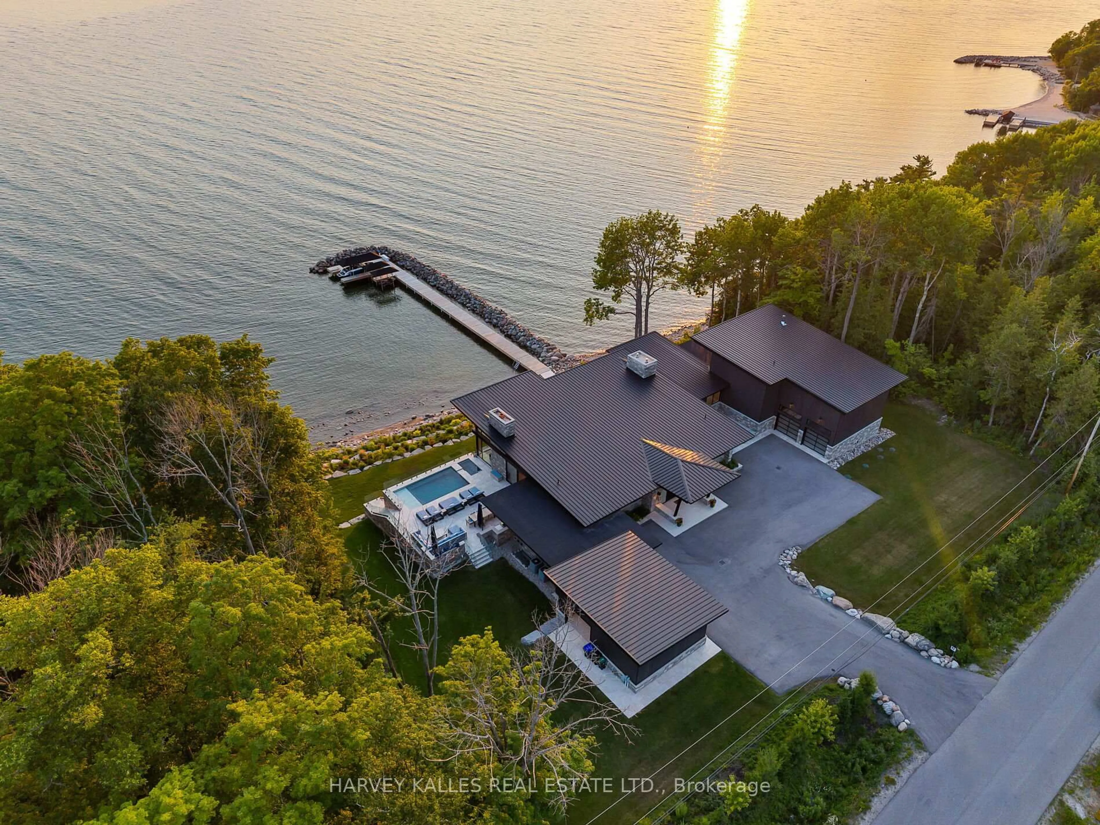 A pic from outside/outdoor area/front of a property/back of a property/a pic from drone, water/lake/river/ocean view for 240 Silver Birch Dr, Tiny Ontario L9M 0M4
