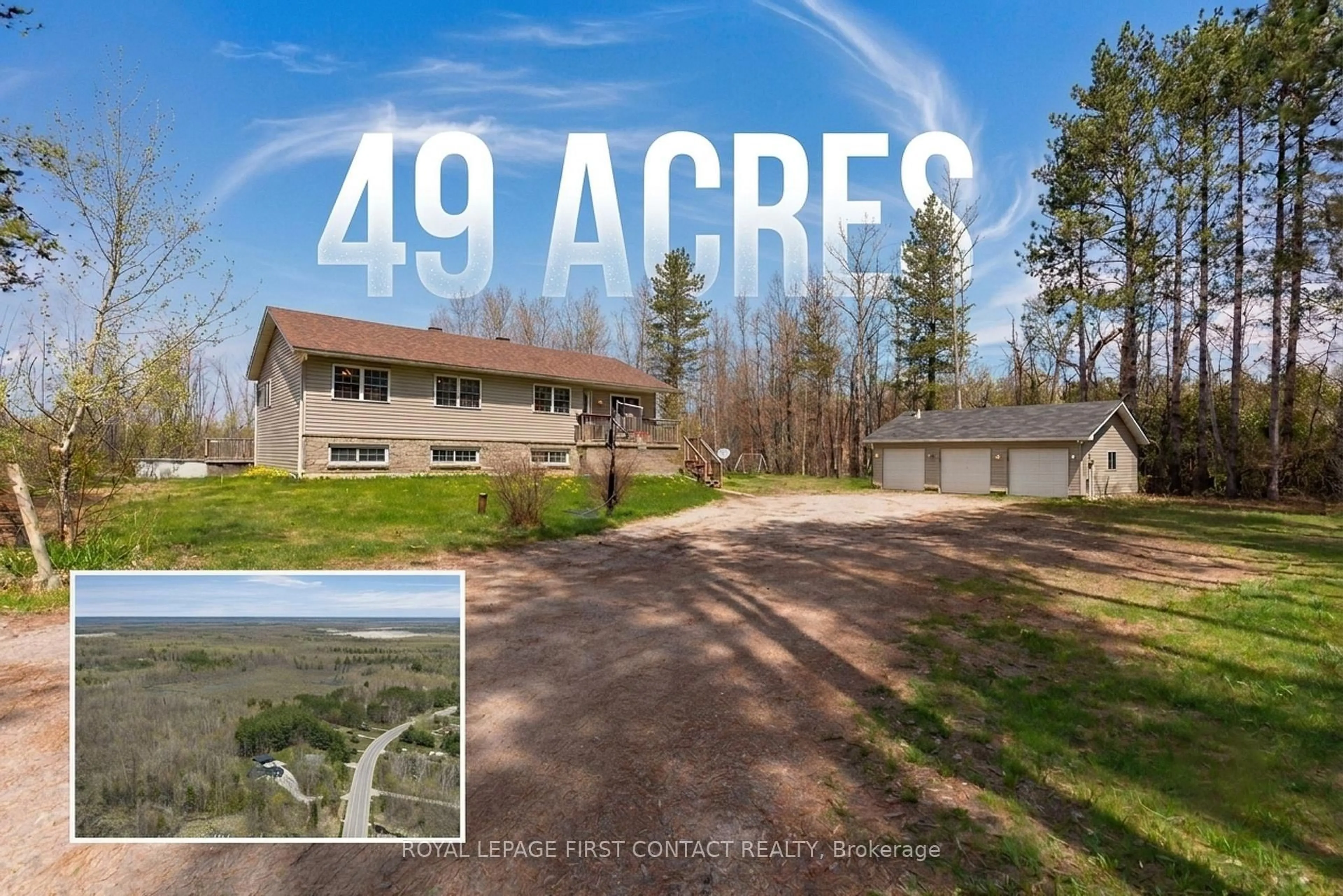 A pic from outside/outdoor area/front of a property/back of a property/a pic from drone, forest/trees view for 2228 Monck Rd, Ramara Ontario L3V 6H5