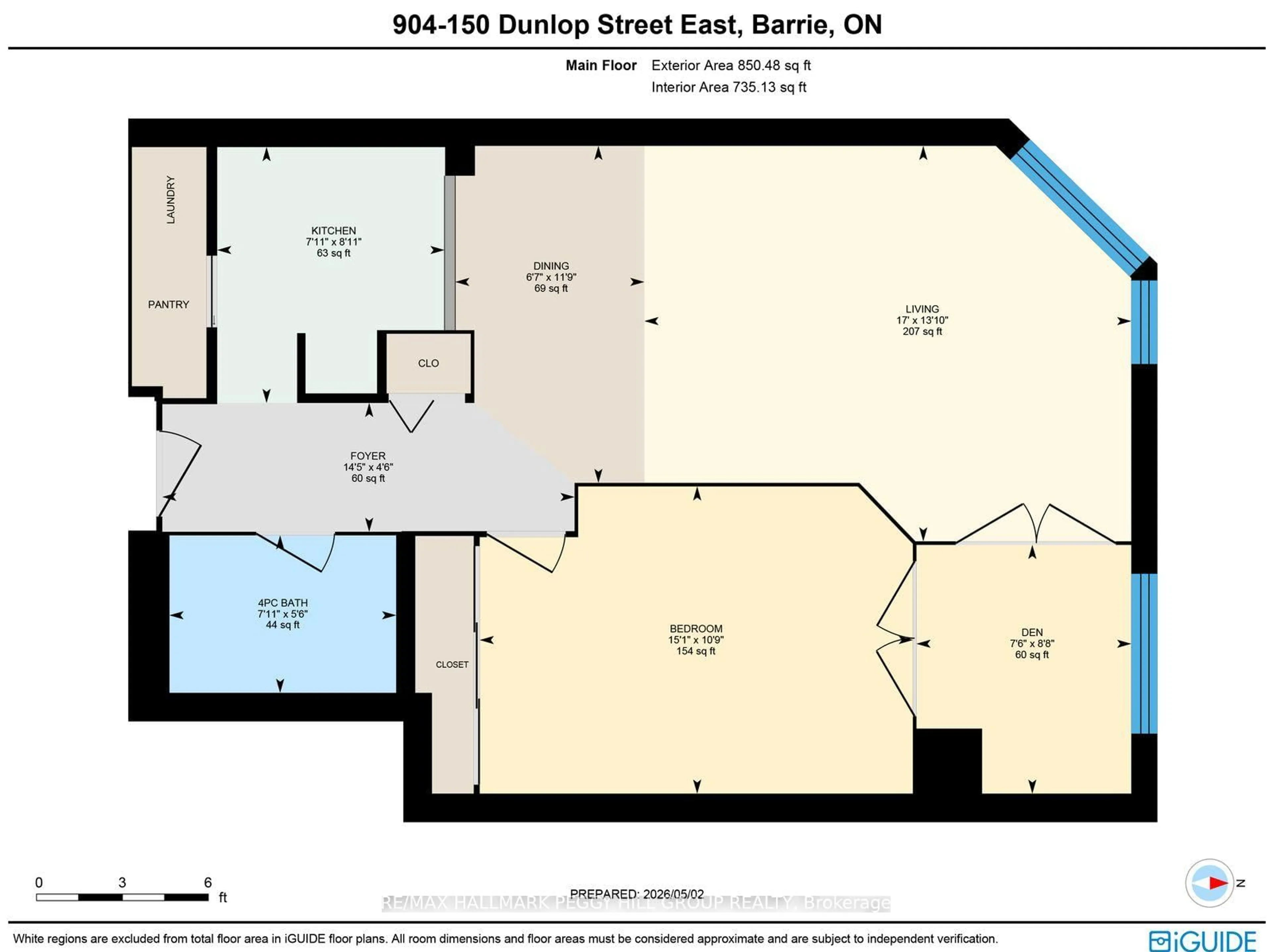 Floor plan for 150 Dunlop St #904, Barrie Ontario L4M 6H1