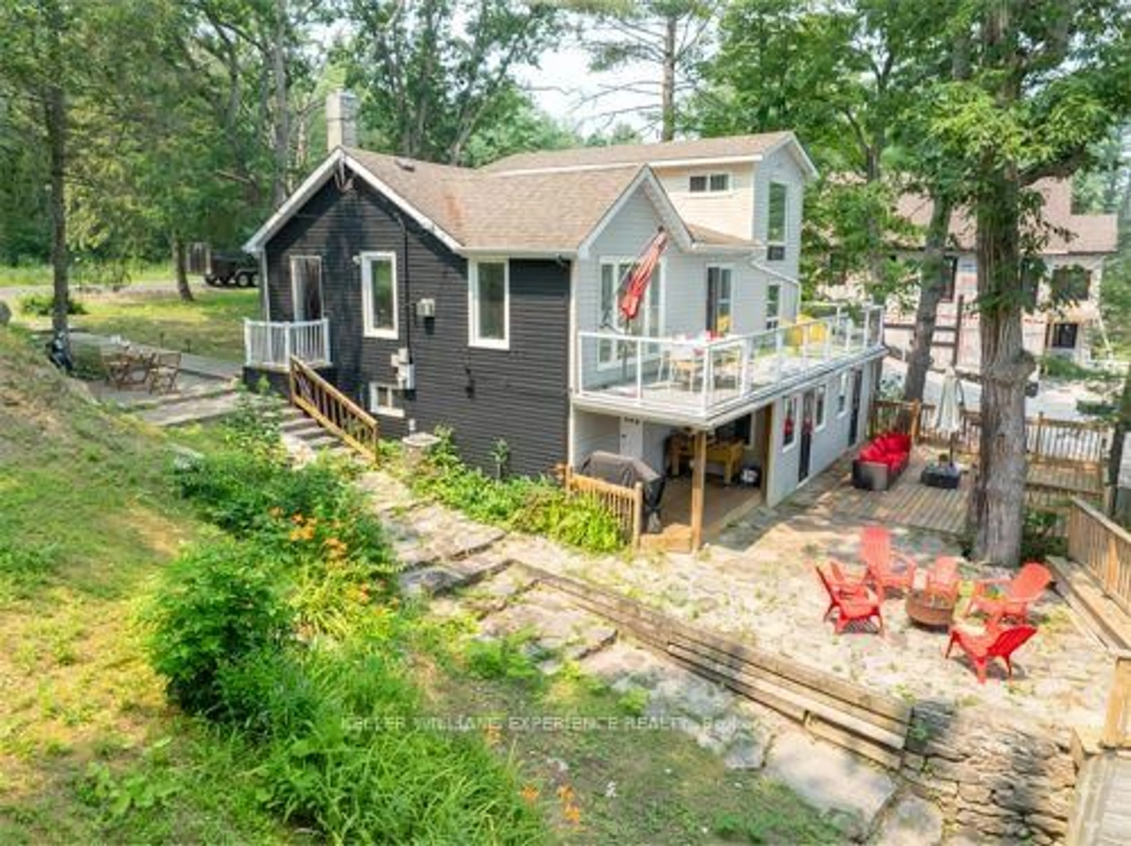 A pic from outside/outdoor area/front of a property/back of a property/a pic from drone, water/lake/river/ocean view for 7847 Oakridge Dr, Ramara Ontario L0K 2B0