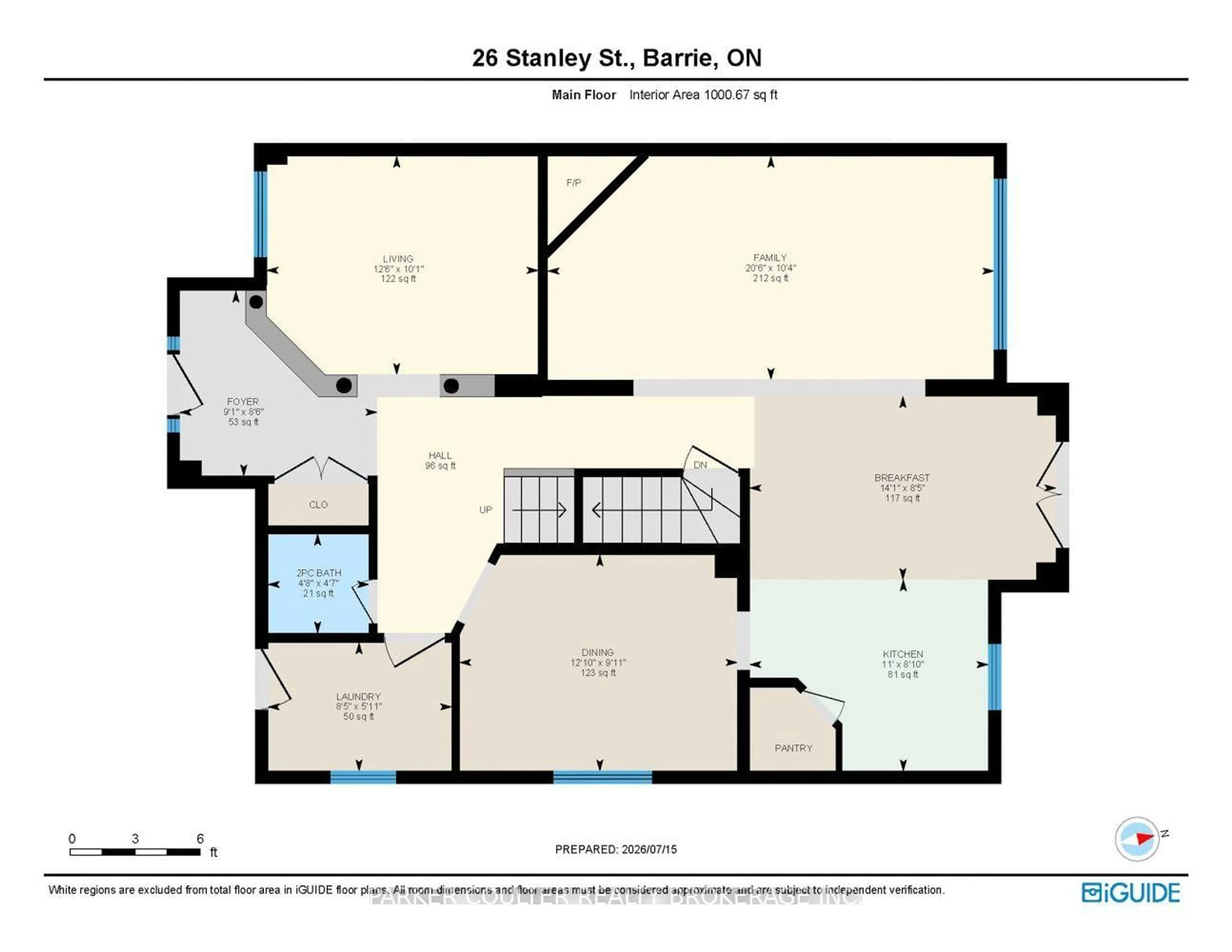 Floor plan for 26 Stanley St, Barrie Ontario L4M 6V2