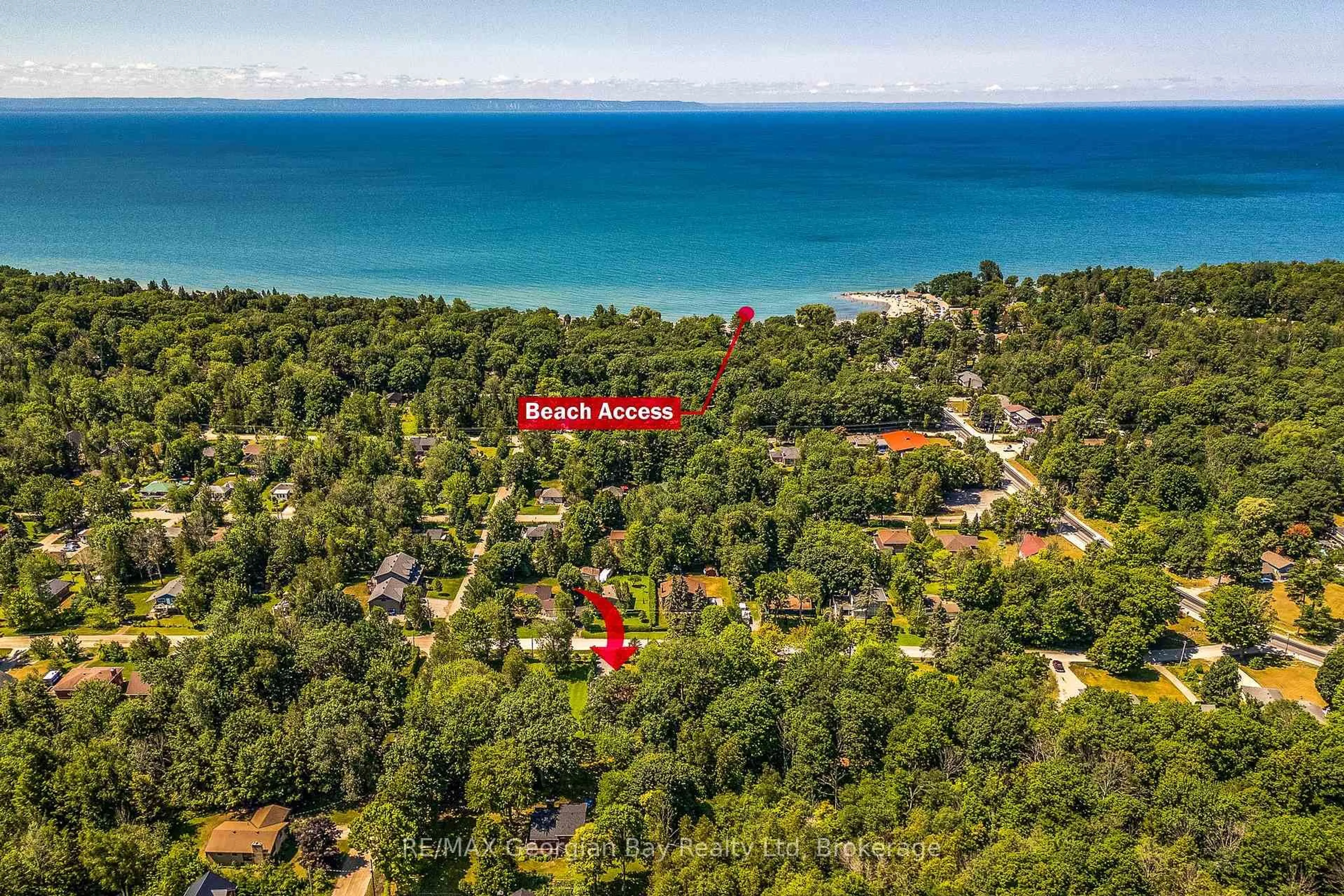 A pic from outside/outdoor area/front of a property/back of a property/a pic from drone, water/lake/river/ocean view for 25 Albert Ave, Tiny Ontario L0L 2J0
