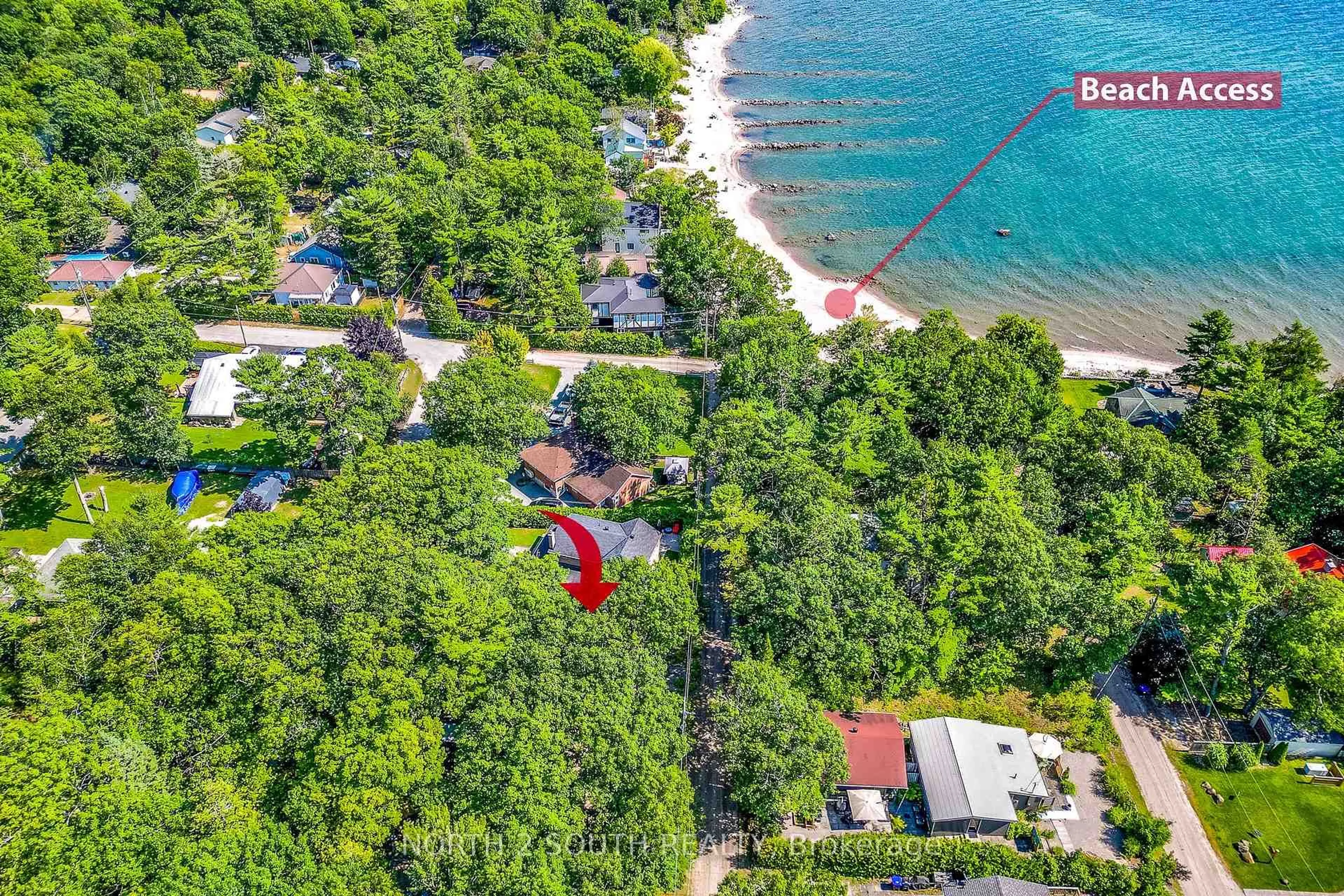 A pic from outside/outdoor area/front of a property/back of a property/a pic from drone, water/lake/river/ocean view for 33 Yarwood Rd, Tiny Ontario L0L 2J0