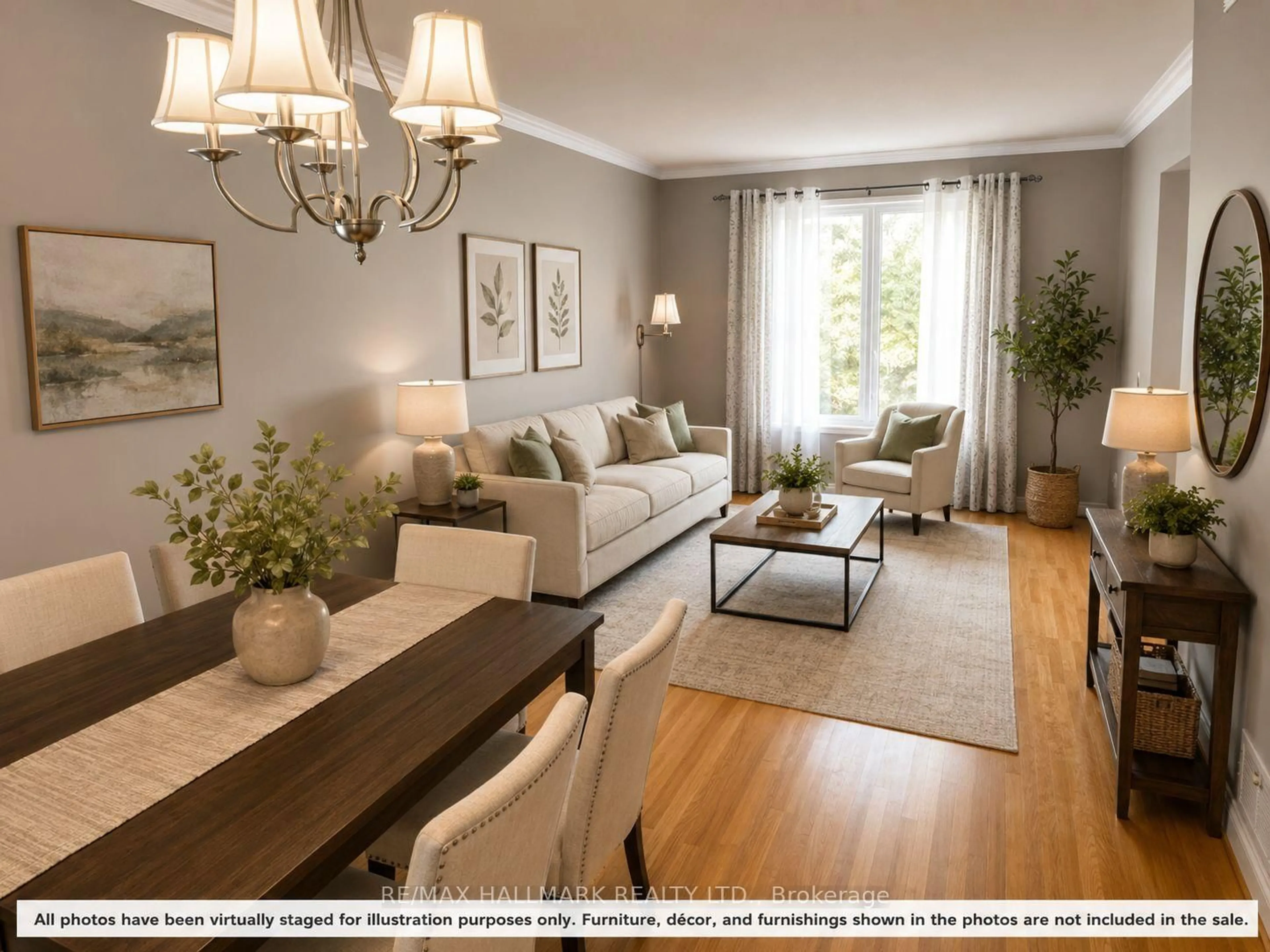 Living room with furniture, wood/laminate floor for 15 Byron Cres, Barrie Ontario L4N 6G6