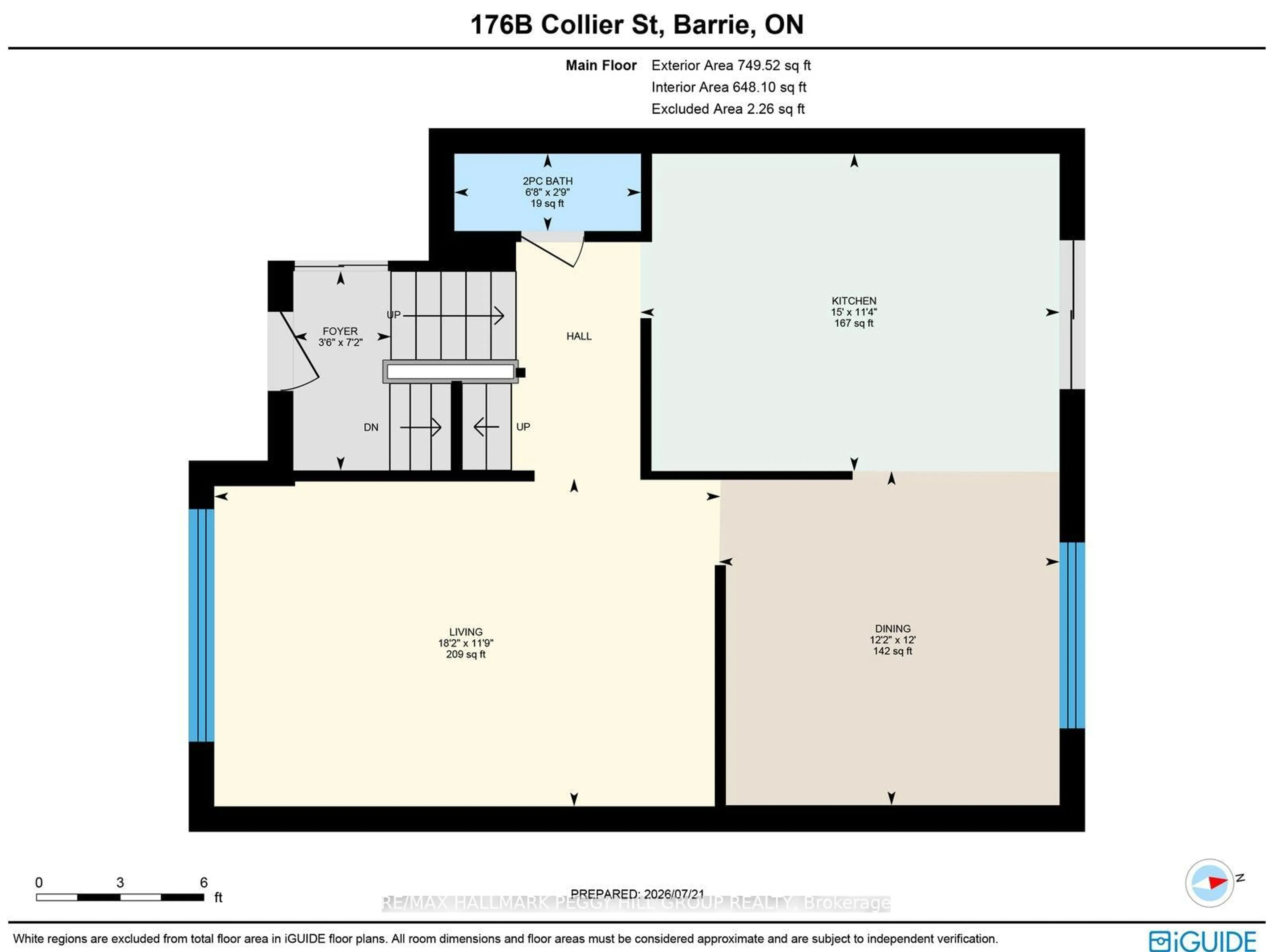 Floor plan for 176B Collier St, Barrie Ontario L4M 1H7