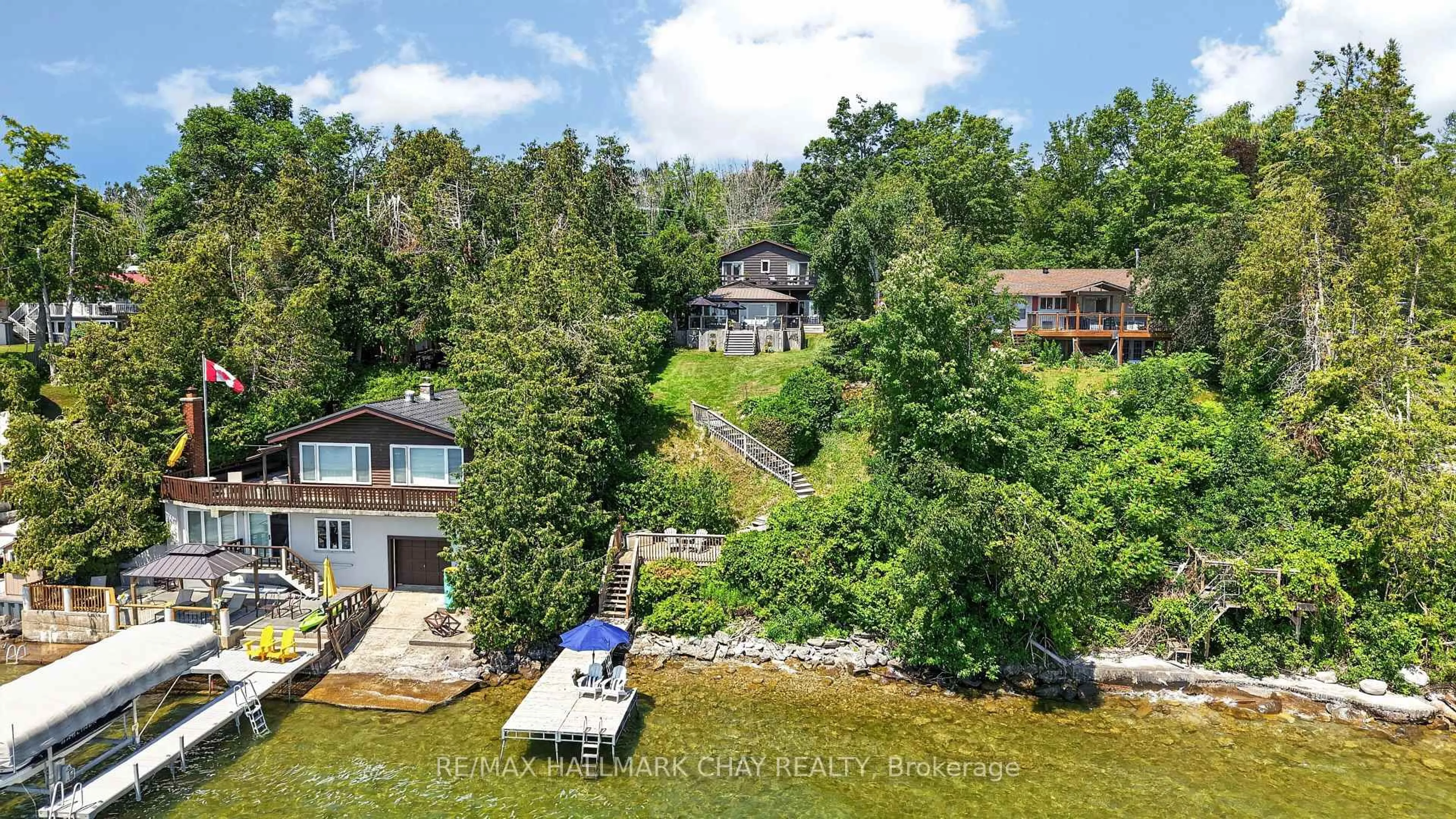 A pic from outside/outdoor area/front of a property/back of a property/a pic from drone, water/lake/river/ocean view for 2289 Lakeshore Rd, Oro-Medonte Ontario L0L 1T0