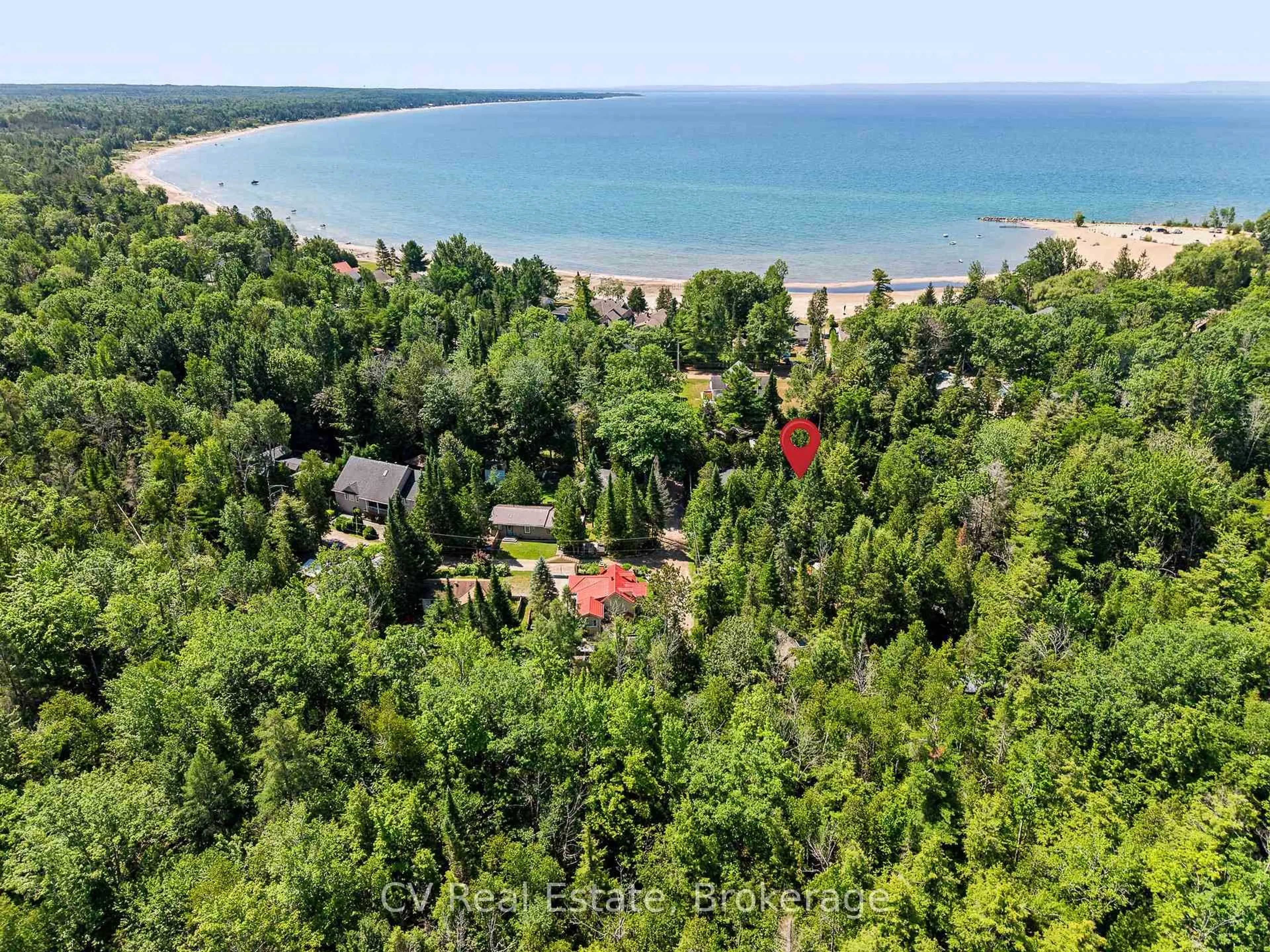 A pic from outside/outdoor area/front of a property/back of a property/a pic from drone, water/lake/river/ocean view for 10 Brookside Dr, Tiny Ontario L0L 2J0
