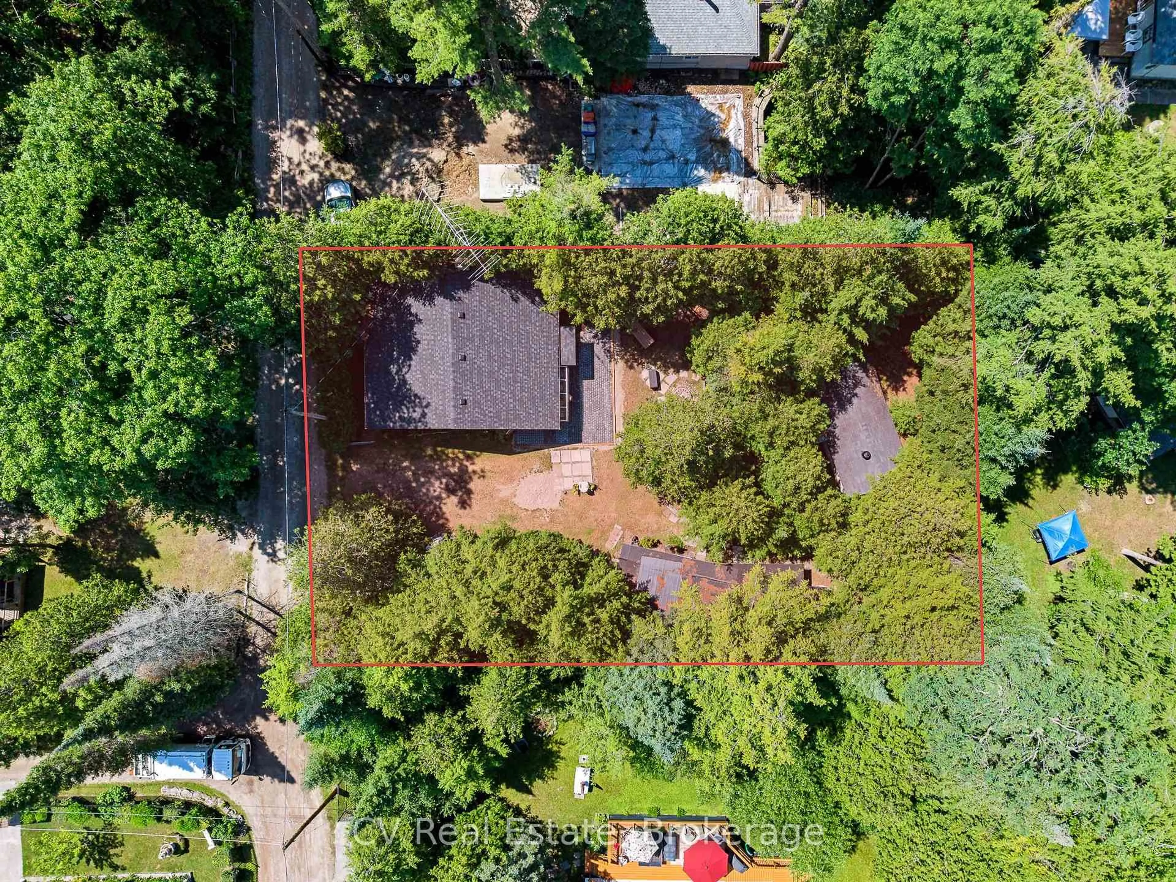 A pic from outside/outdoor area/front of a property/back of a property/a pic from drone, forest/trees view for 10 Brookside Dr, Tiny Ontario L0L 2J0