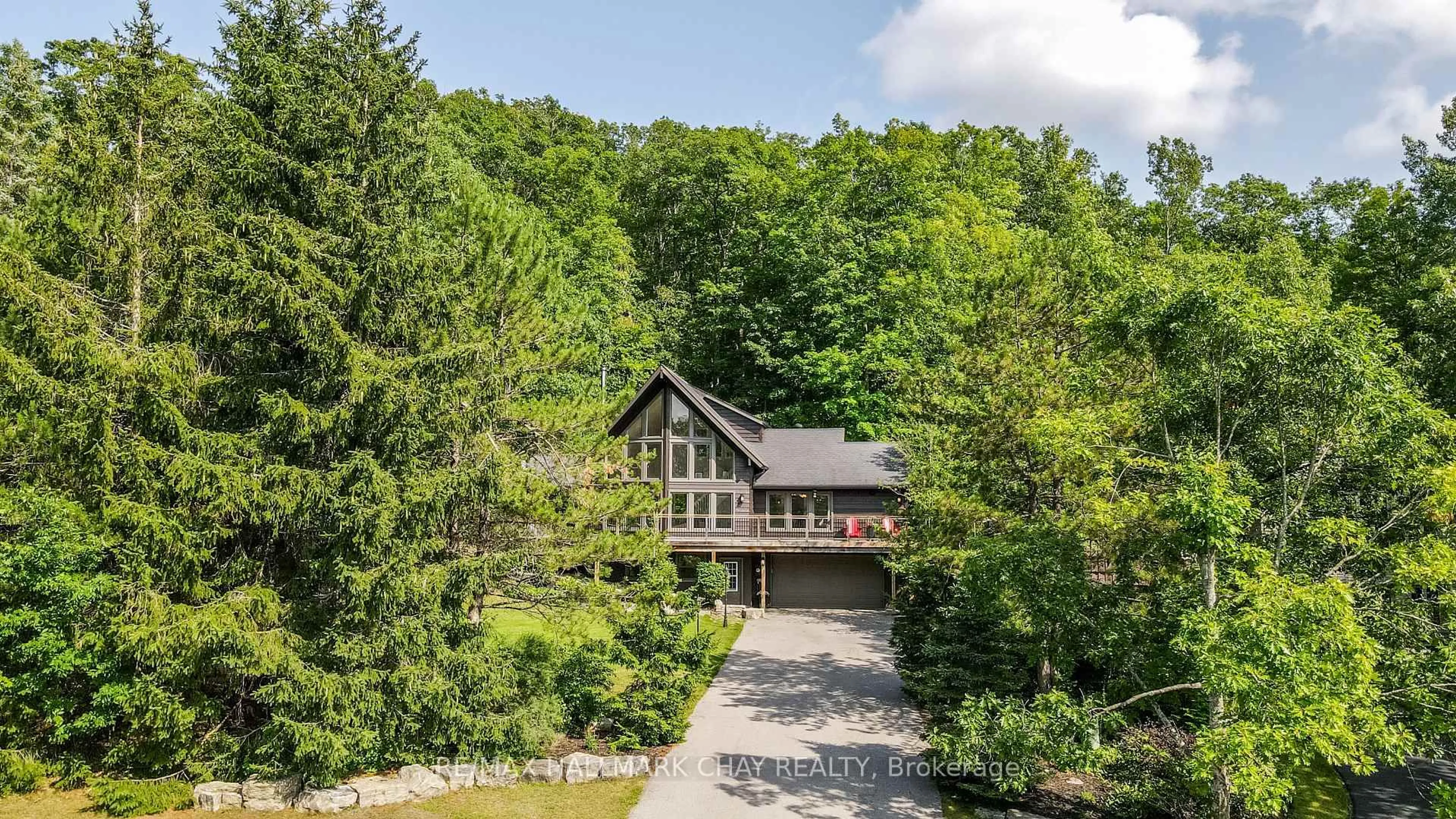 A pic from outside/outdoor area/front of a property/back of a property/a pic from drone, water/lake/river/ocean view for 46 Pine Ridge Tr, Oro-Medonte Ontario L4M 4Y8