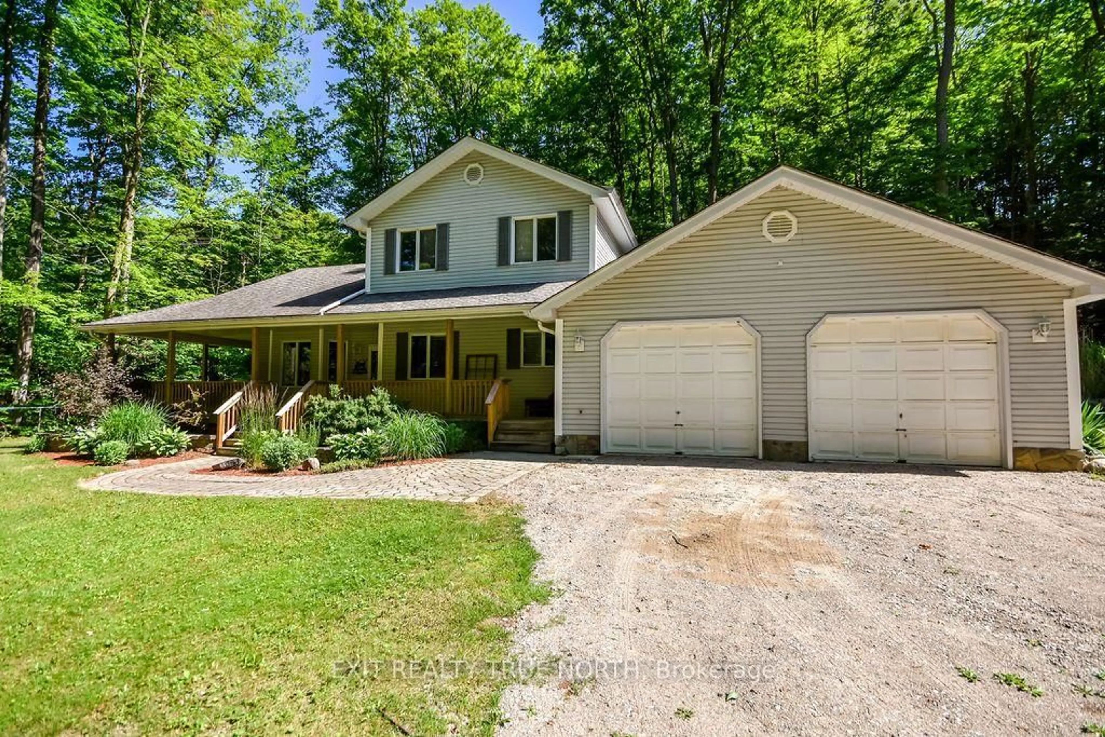 Home with vinyl exterior material, street for 3889 Baseline Rd, Springwater Ontario L0L 1P0