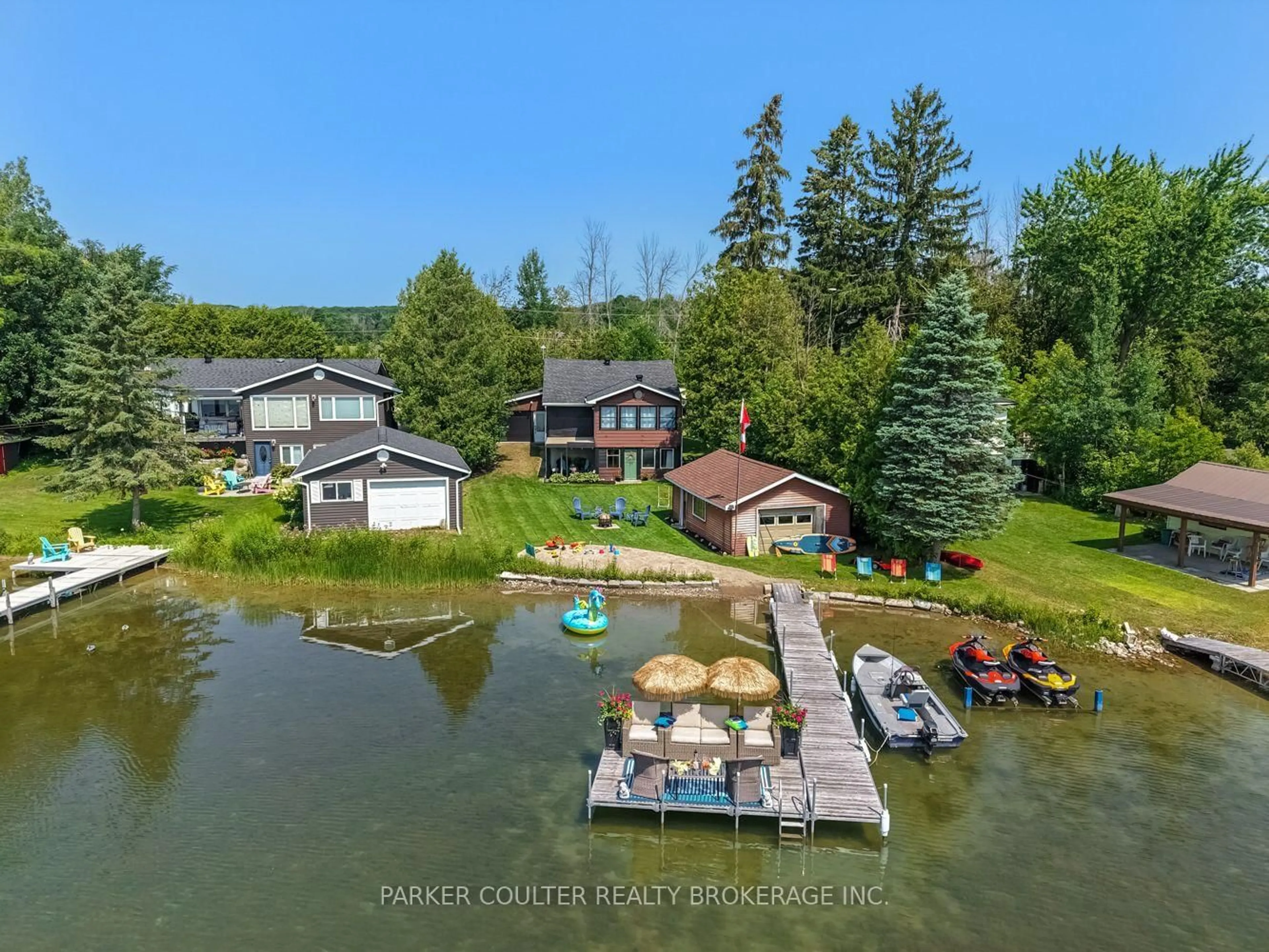 A pic from outside/outdoor area/front of a property/back of a property/a pic from drone, water/lake/river/ocean view for 2275 North Orr Lake Rd, Springwater Ontario L0L 1P0