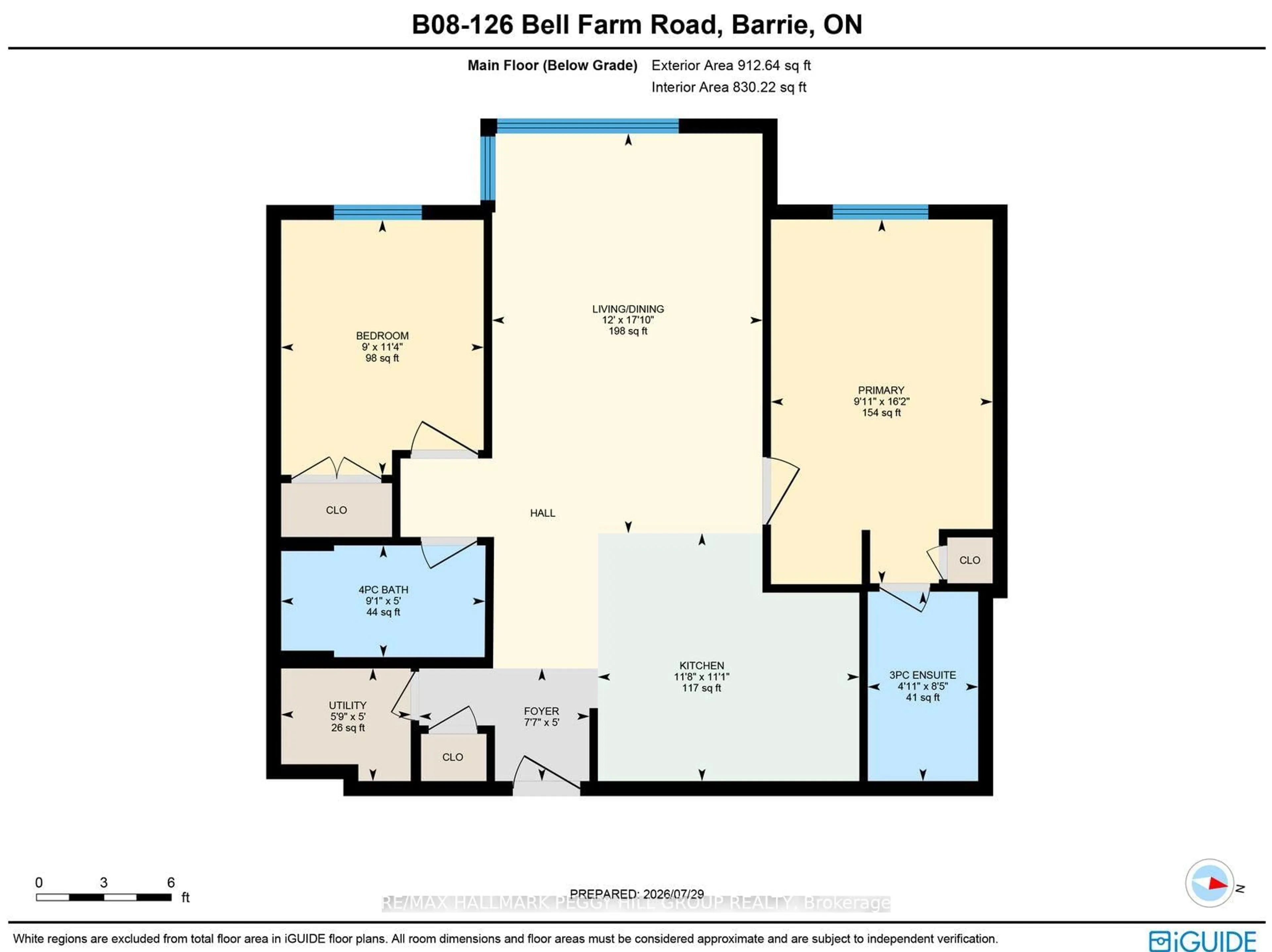 Floor plan for 126 Bell Farm Rd #B08, Barrie Ontario L4M 6J3