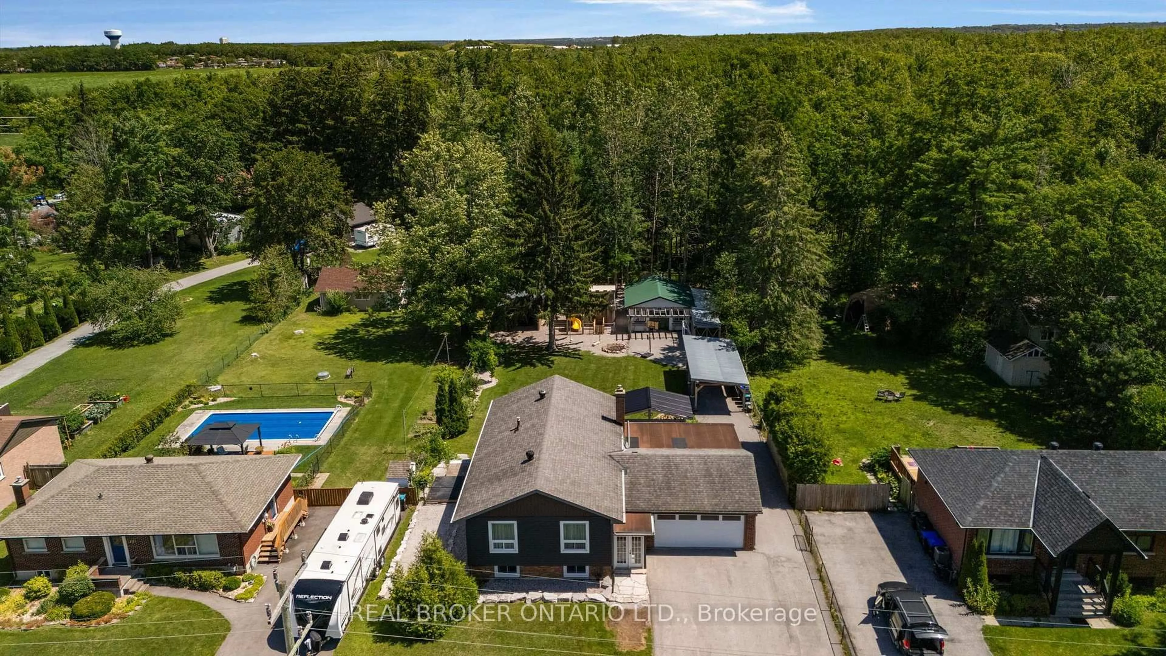 A pic from outside/outdoor area/front of a property/back of a property/a pic from drone, water/lake/river/ocean view for 975 Sunnidale Rd, Springwater Ontario L9X 0T6