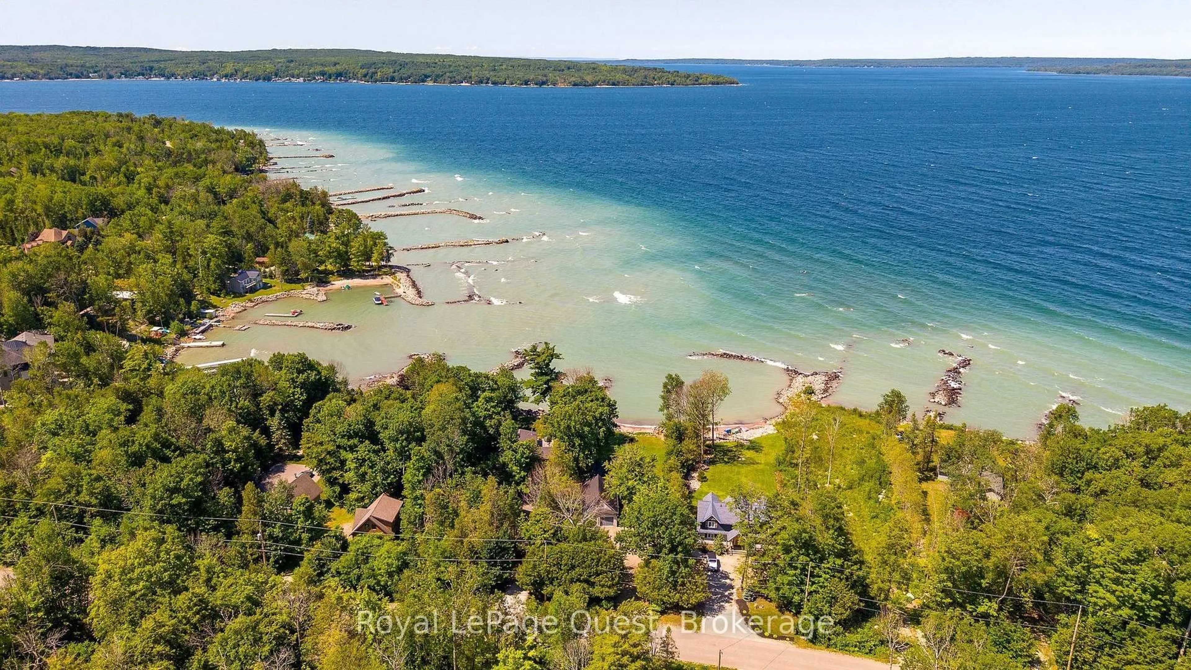 A pic from outside/outdoor area/front of a property/back of a property/a pic from drone, water/lake/river/ocean view for 490 Silver Birch Dr, Tiny Ontario L9M 0M5