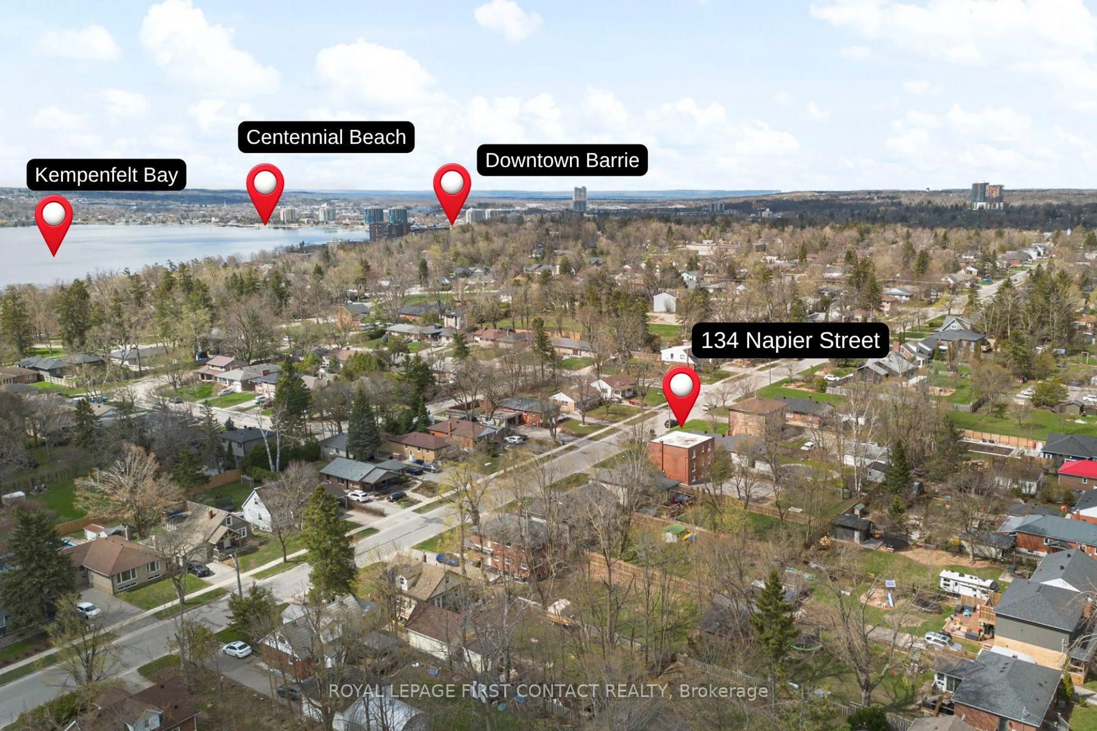A pic from outside/outdoor area/front of a property/back of a property/a pic from drone, street for 134 Napier St, Barrie Ontario L4M 1W5