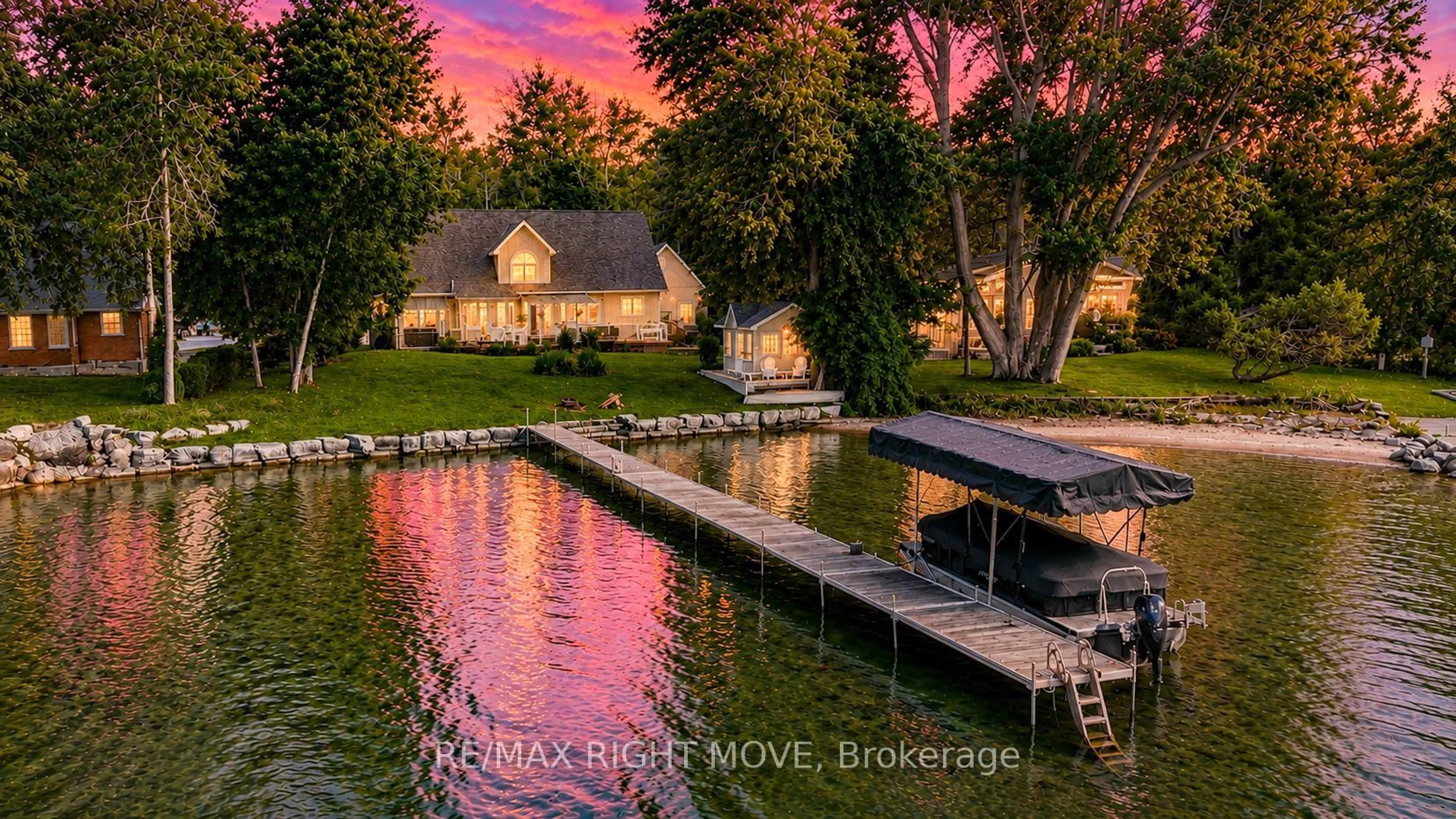 A pic from outside/outdoor area/front of a property/back of a property/a pic from drone, water/lake/river/ocean view for 3852 Muley Point Rd, Ramara Ontario L3V 6H7