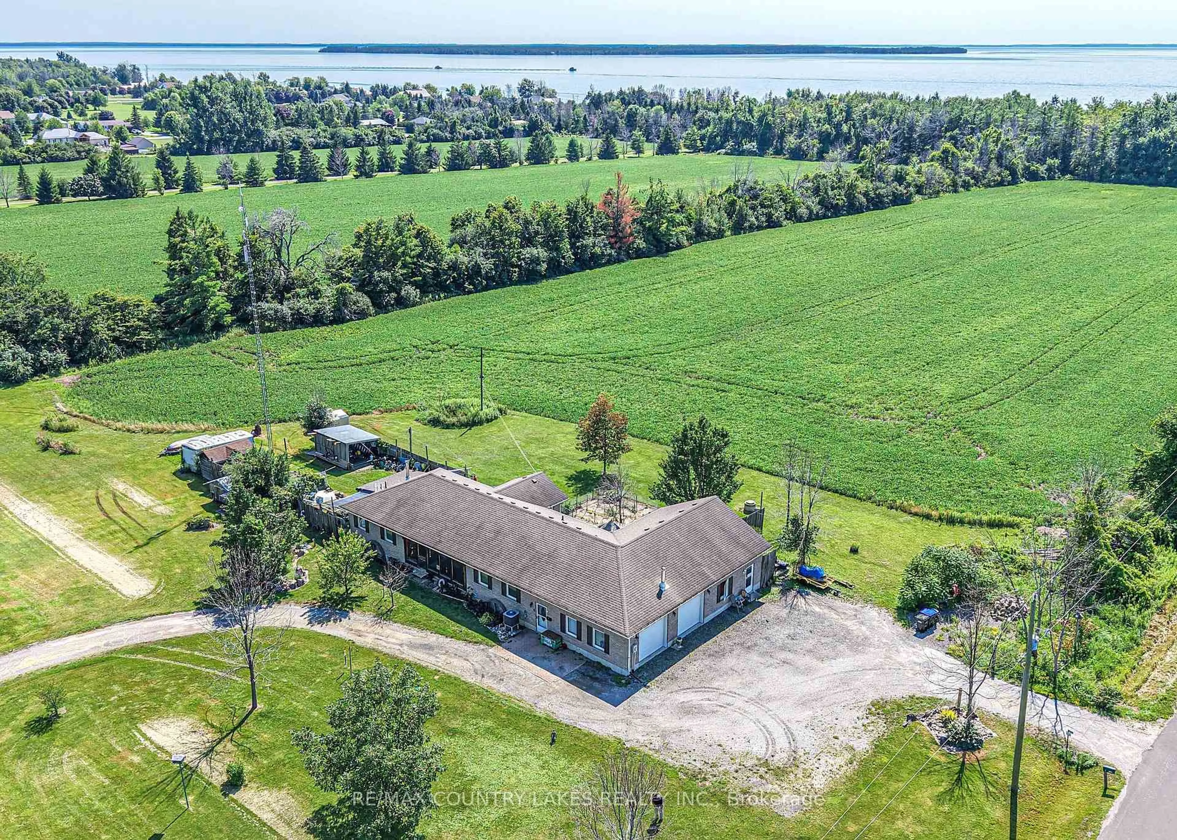 A pic from outside/outdoor area/front of a property/back of a property/a pic from drone, water/lake/river/ocean view for 2865 Concession A Rd, Ramara Ontario L0K 1B0