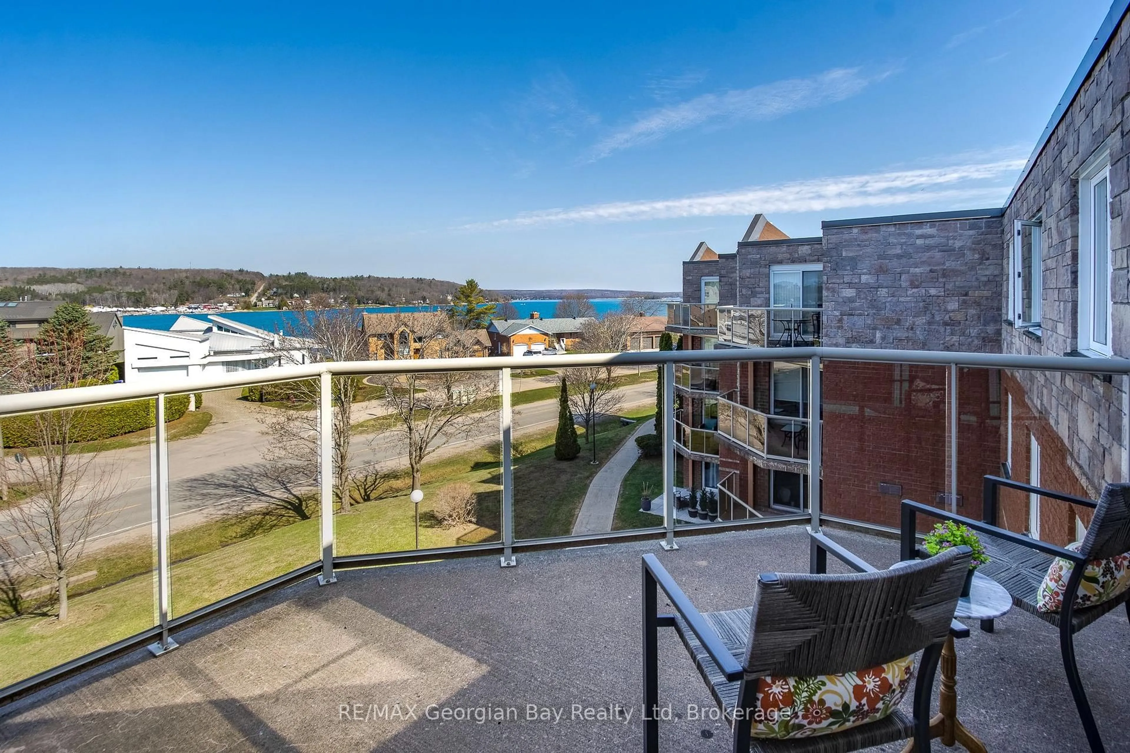 Balcony in the apartment, water/lake/river/ocean view for 11 Beck Blvd #404, Penetanguishene Ontario L9M 2G1
