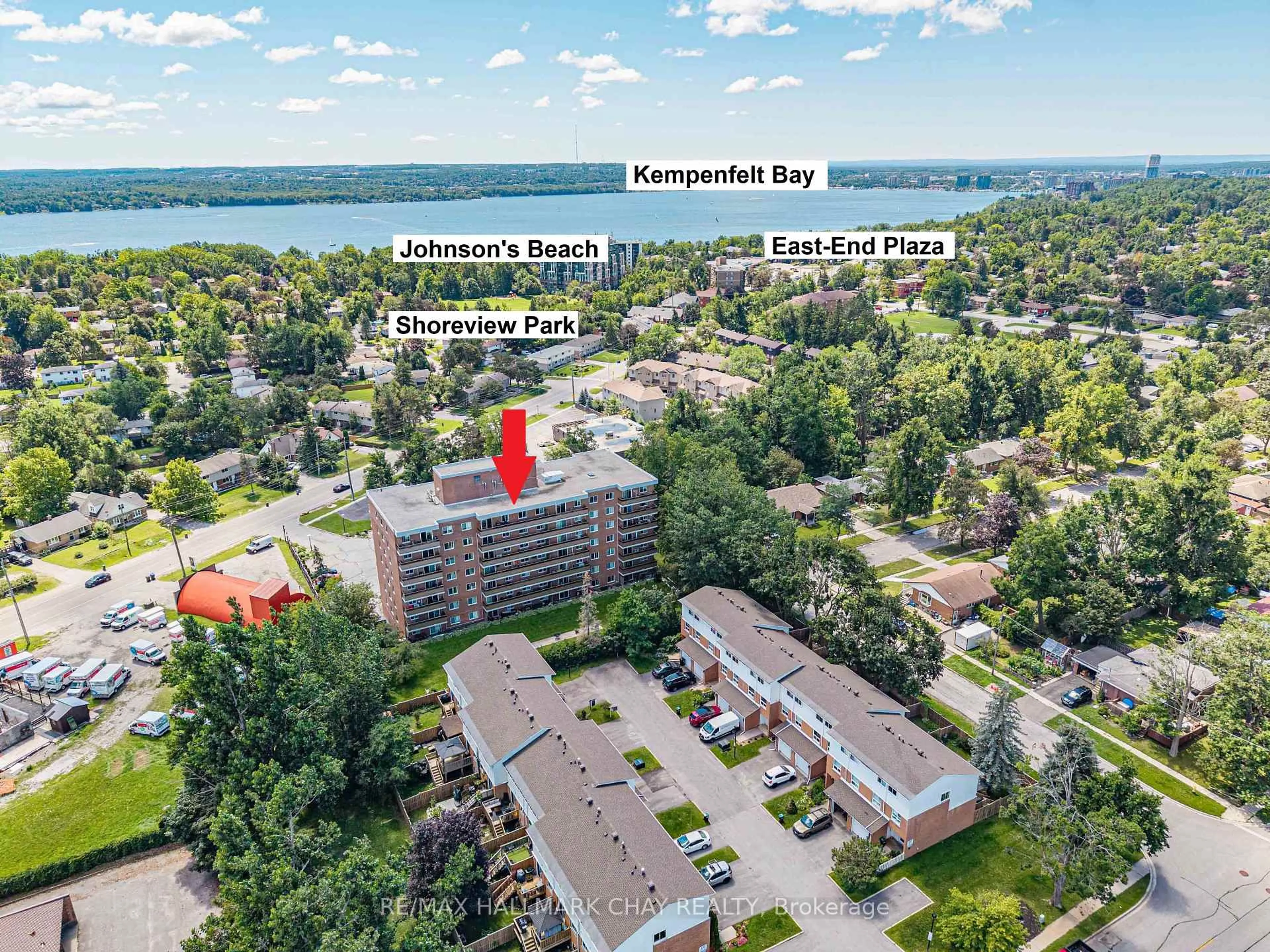 A pic from outside/outdoor area/front of a property/back of a property/a pic from drone, water/lake/river/ocean view for 414 Blake St #306, Barrie Ontario L4M 5J7