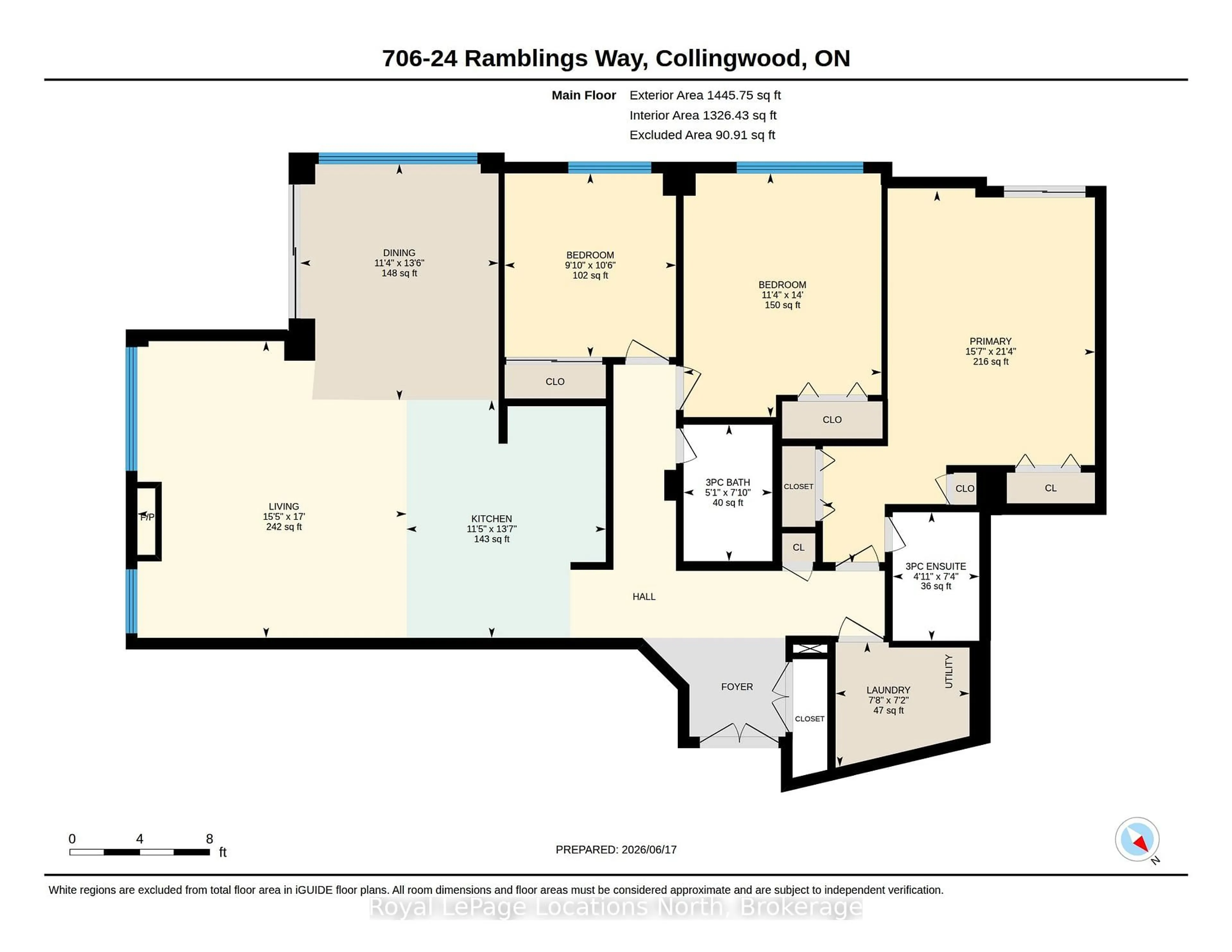 Floor plan for 24 Ramblings Way #706, Collingwood Ontario L9Y 5C6