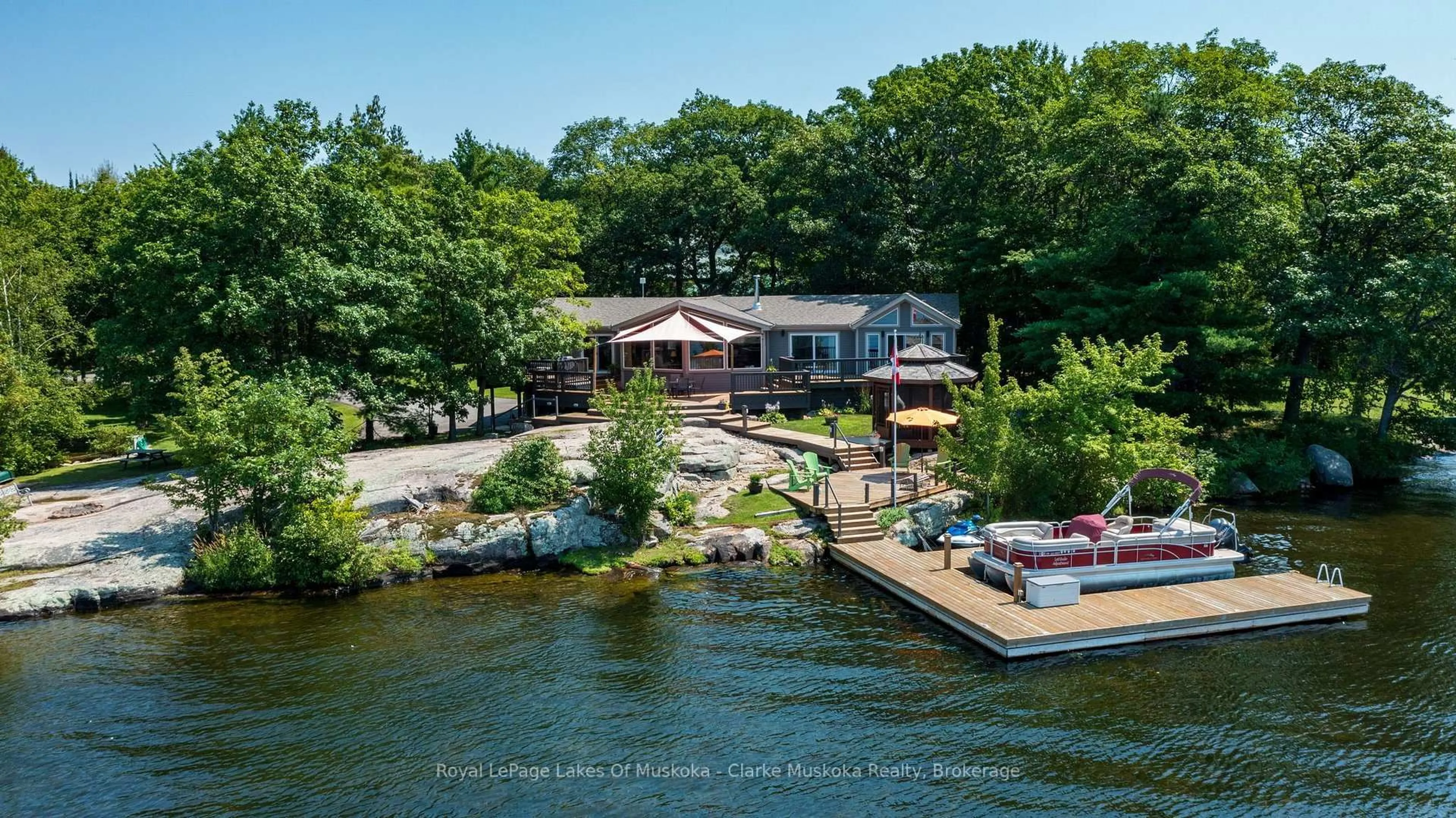 A pic from outside/outdoor area/front of a property/back of a property/a pic from drone, water/lake/river/ocean view for 2620 Baguley Rd, Severn Ontario L0K 1E0