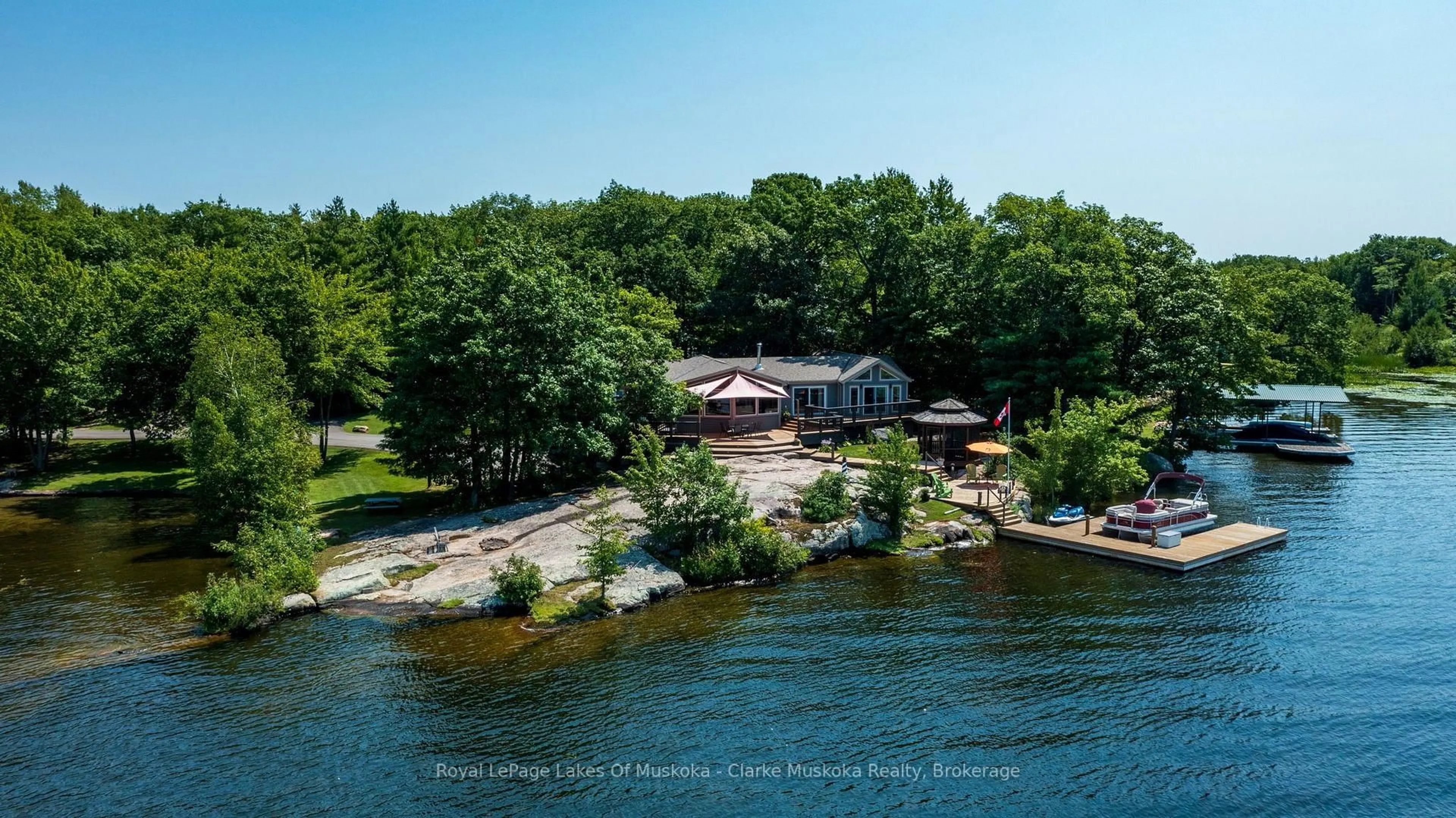 A pic from outside/outdoor area/front of a property/back of a property/a pic from drone, water/lake/river/ocean view for 2620 Baguley Rd, Severn Ontario L0K 1E0