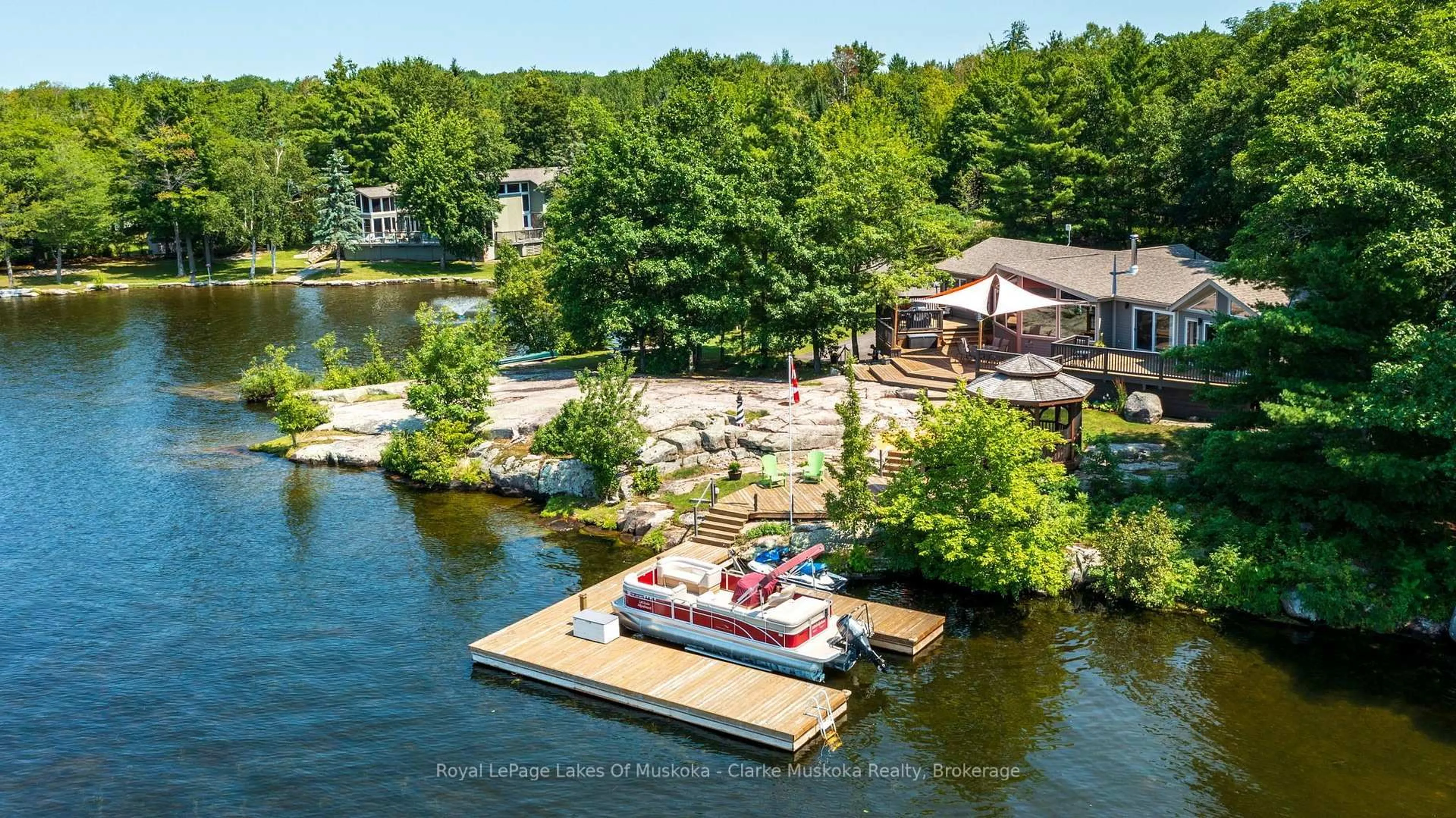 A pic from outside/outdoor area/front of a property/back of a property/a pic from drone, water/lake/river/ocean view for 2620 Baguley Rd, Severn Ontario L0K 1E0