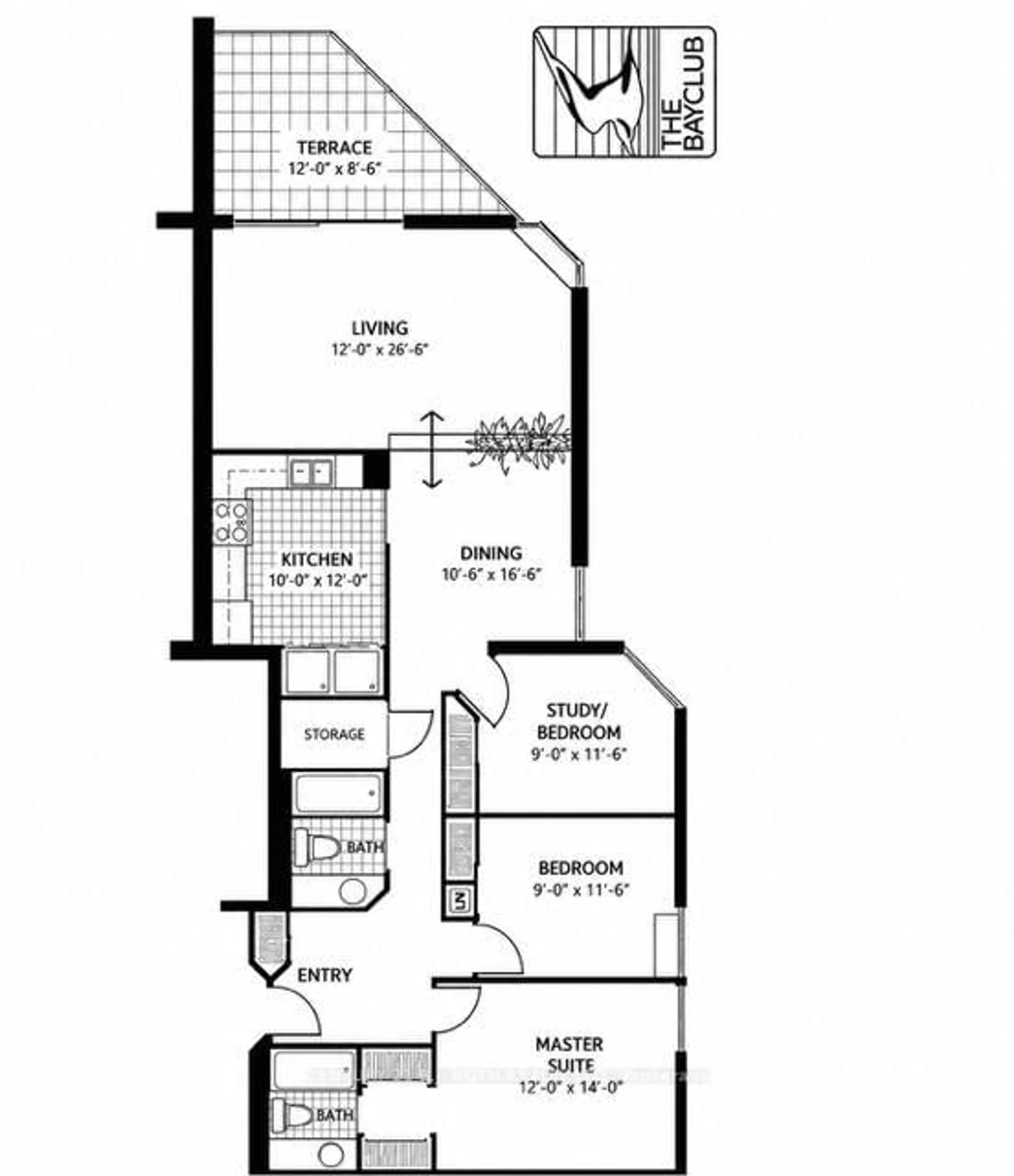 Floor plan for 181 Collier St #508, Barrie Ontario L4M 5L6