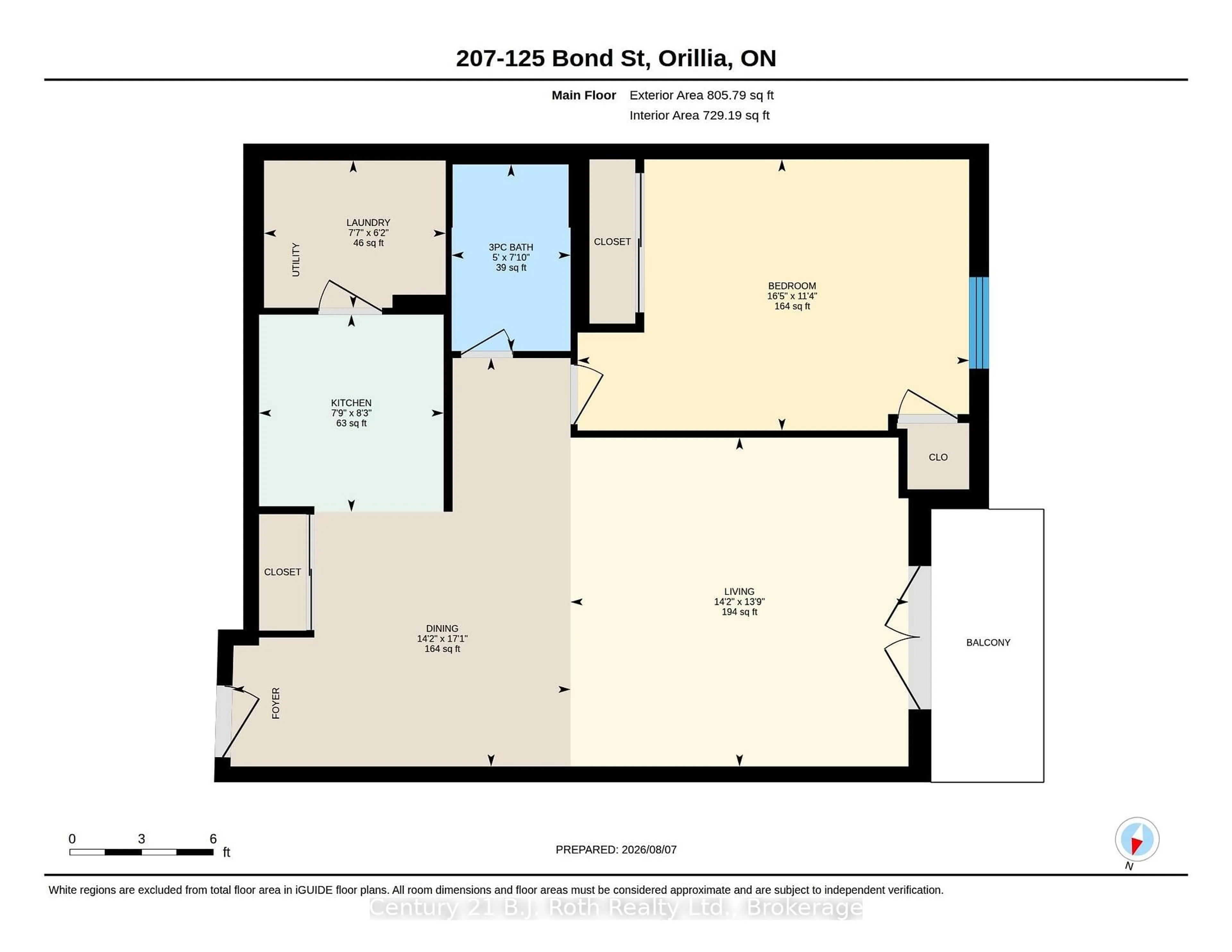 Floor plan for 125 Bond St #207, Orillia Ontario L3V 1J7